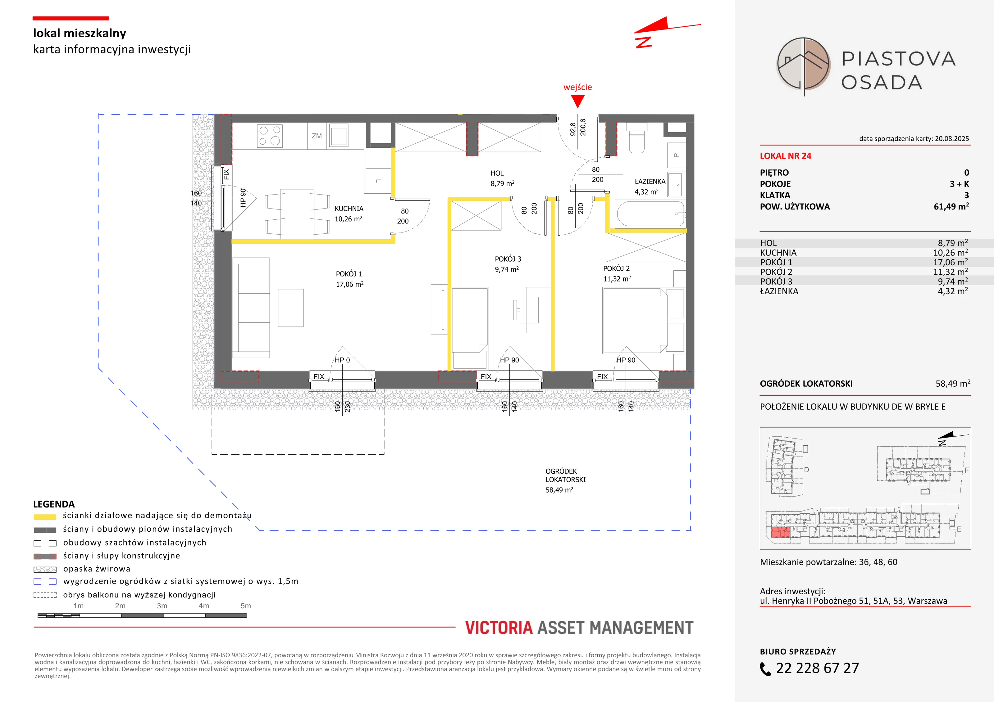 3 pokoje, mieszkanie 63,40 m², parter, oferta nr E-24, Piastova Osada, Warszawa, Ursus, Gołąbki, ul. Henryka II Pobożnego