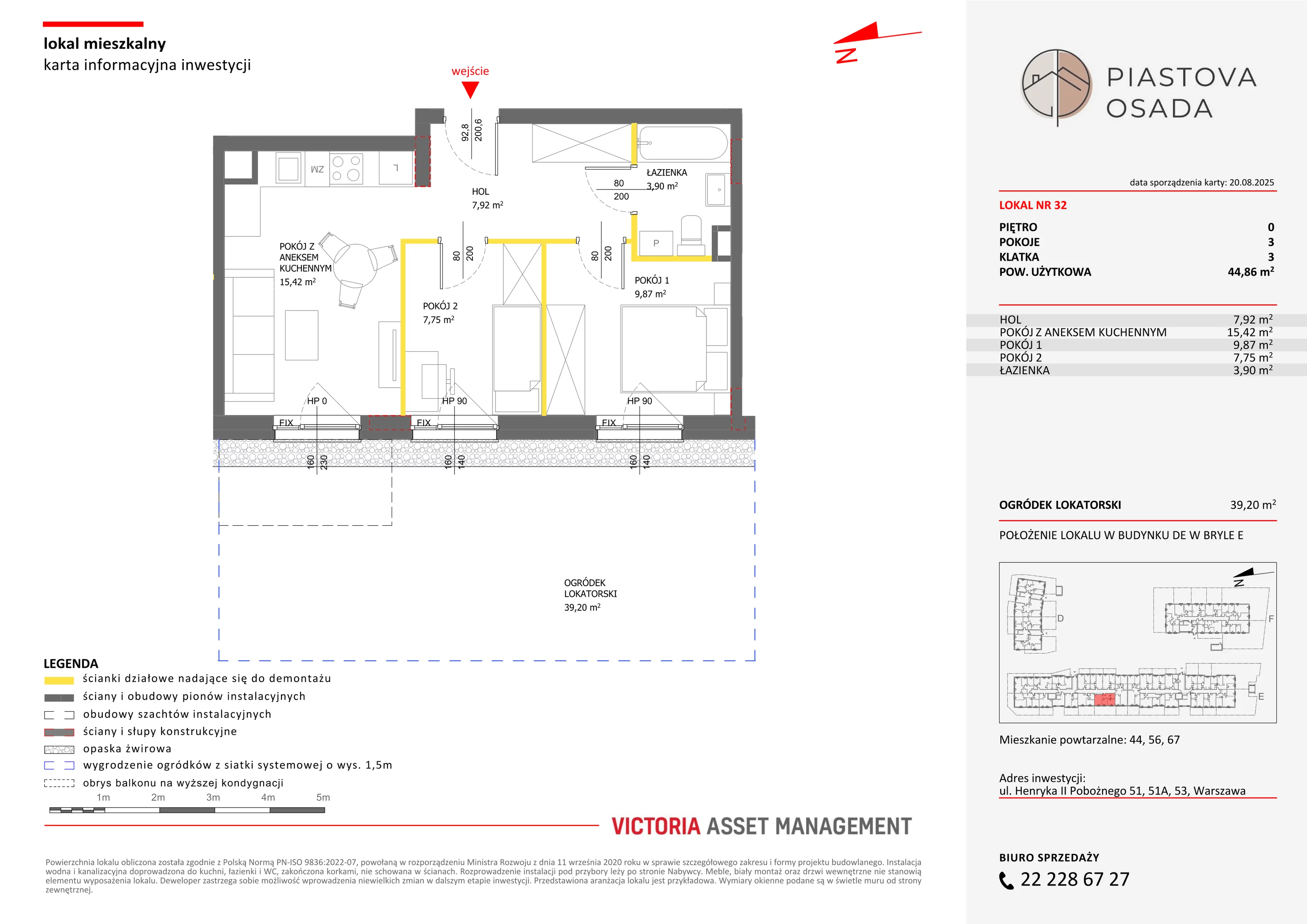 3 pokoje, mieszkanie 46,08 m², parter, oferta nr E-32, Piastova Osada, Warszawa, Ursus, Gołąbki, ul. Henryka II Pobożnego