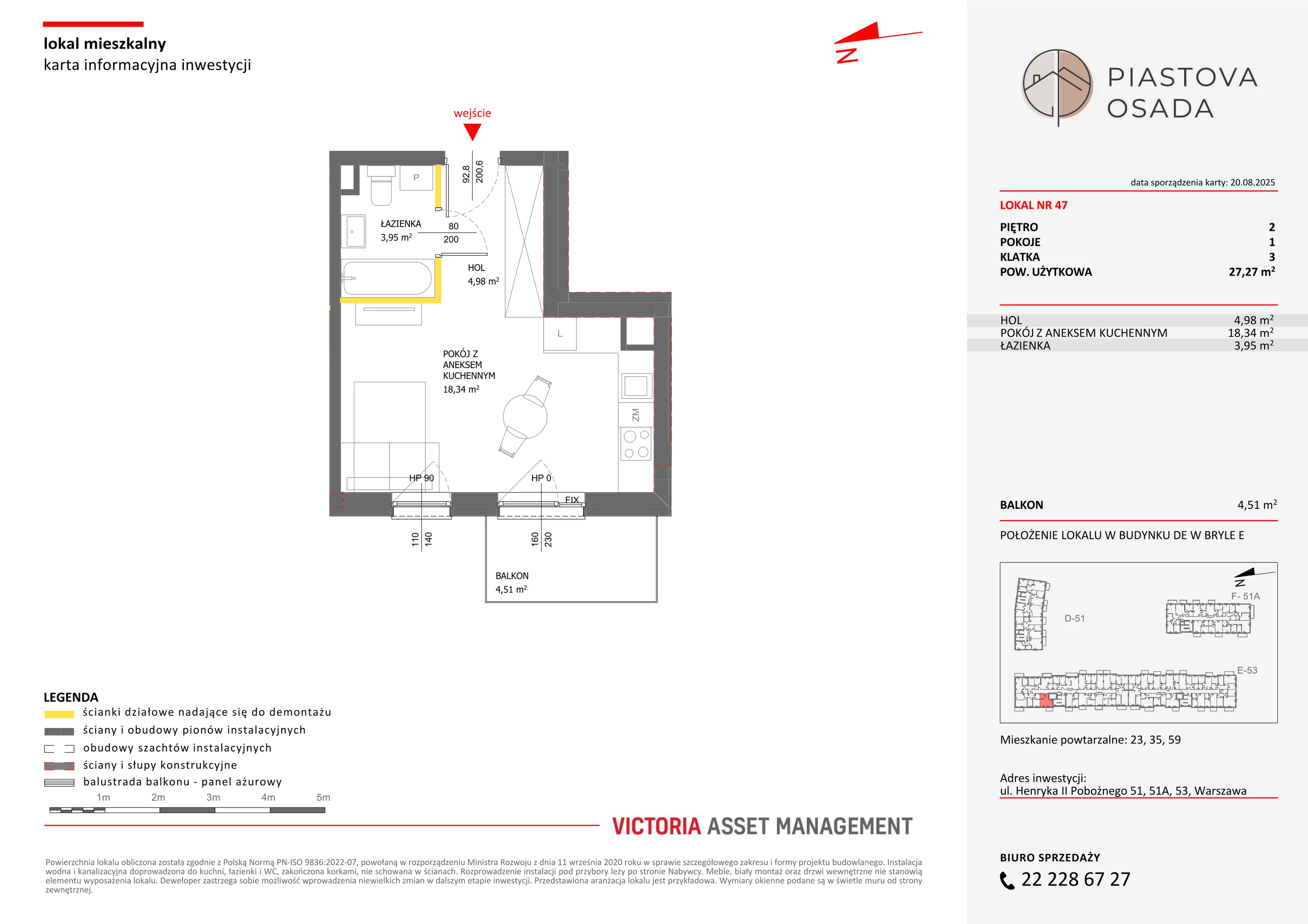 1 pokój, mieszkanie 27,70 m², piętro 2, oferta nr E-47, Piastova Osada, Warszawa, Ursus, Gołąbki, ul. Henryka II Pobożnego