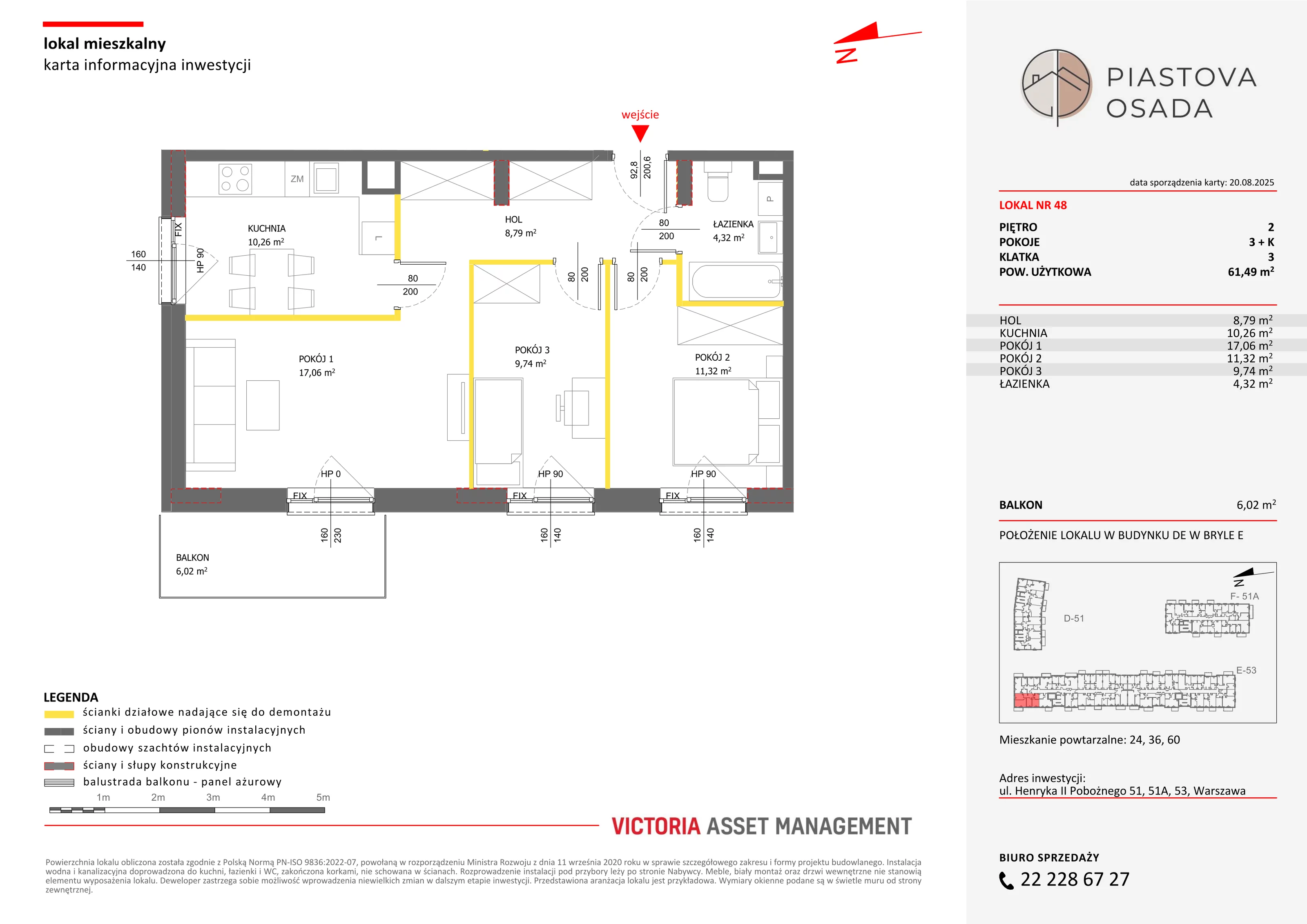 3 pokoje, mieszkanie 63,40 m², piętro 2, oferta nr E-48, Piastova Osada, Warszawa, Ursus, Gołąbki, ul. Henryka II Pobożnego