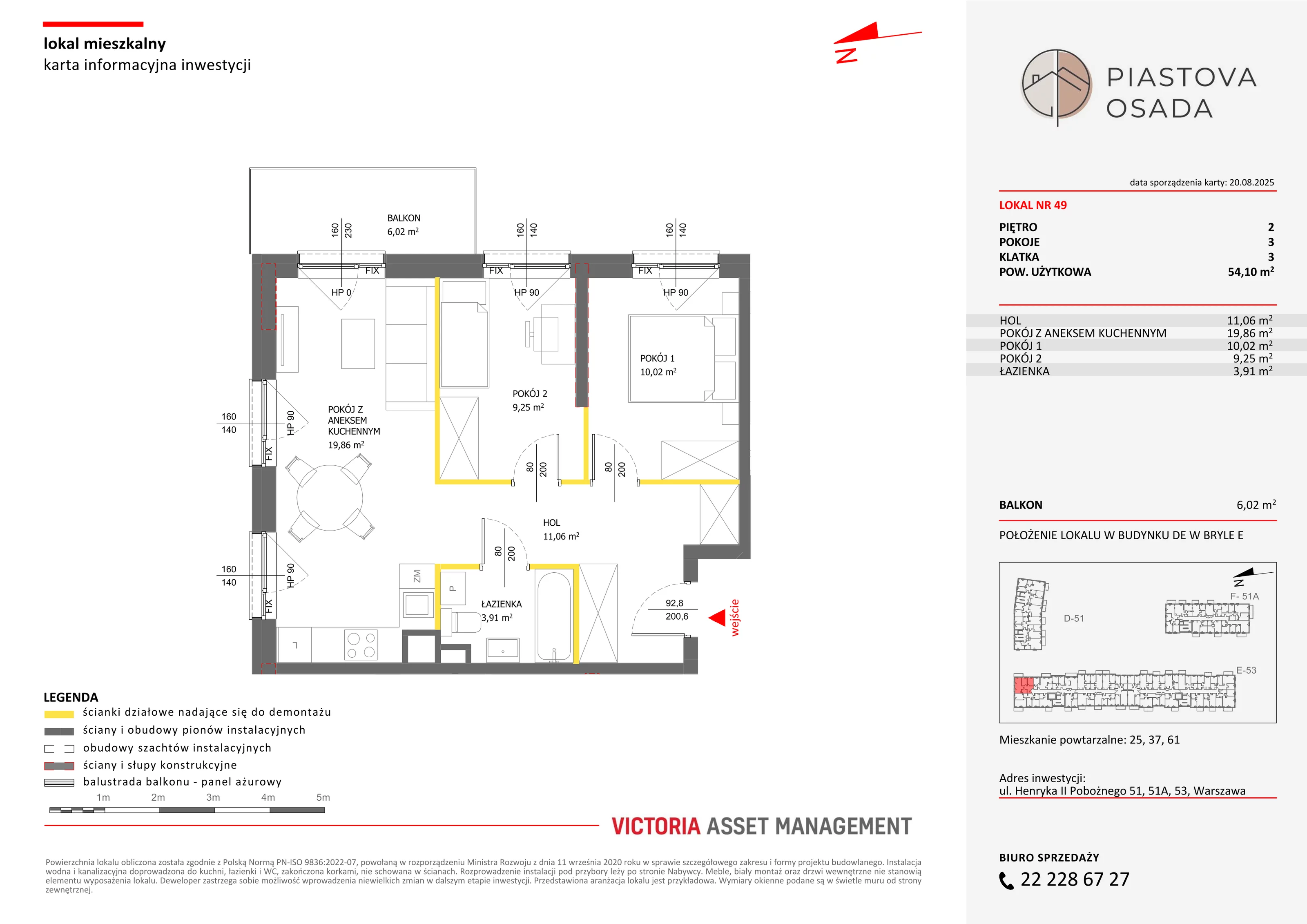 3 pokoje, mieszkanie 55,49 m², piętro 2, oferta nr E-49, Piastova Osada, Warszawa, Ursus, Gołąbki, ul. Henryka II Pobożnego