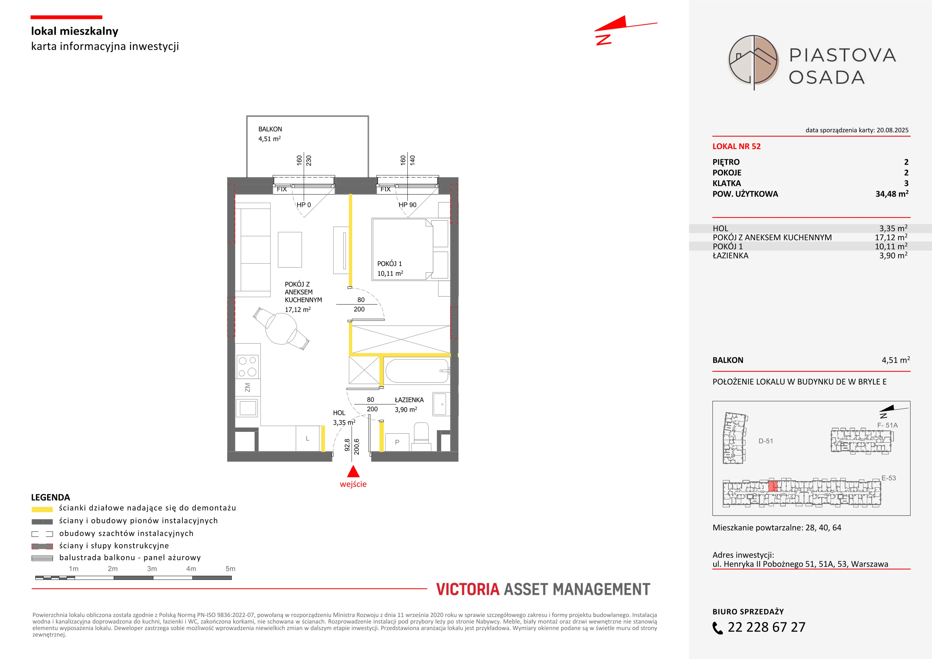 2 pokoje, mieszkanie 35,36 m², piętro 2, oferta nr E-52, Piastova Osada, Warszawa, Ursus, Gołąbki, ul. Henryka II Pobożnego