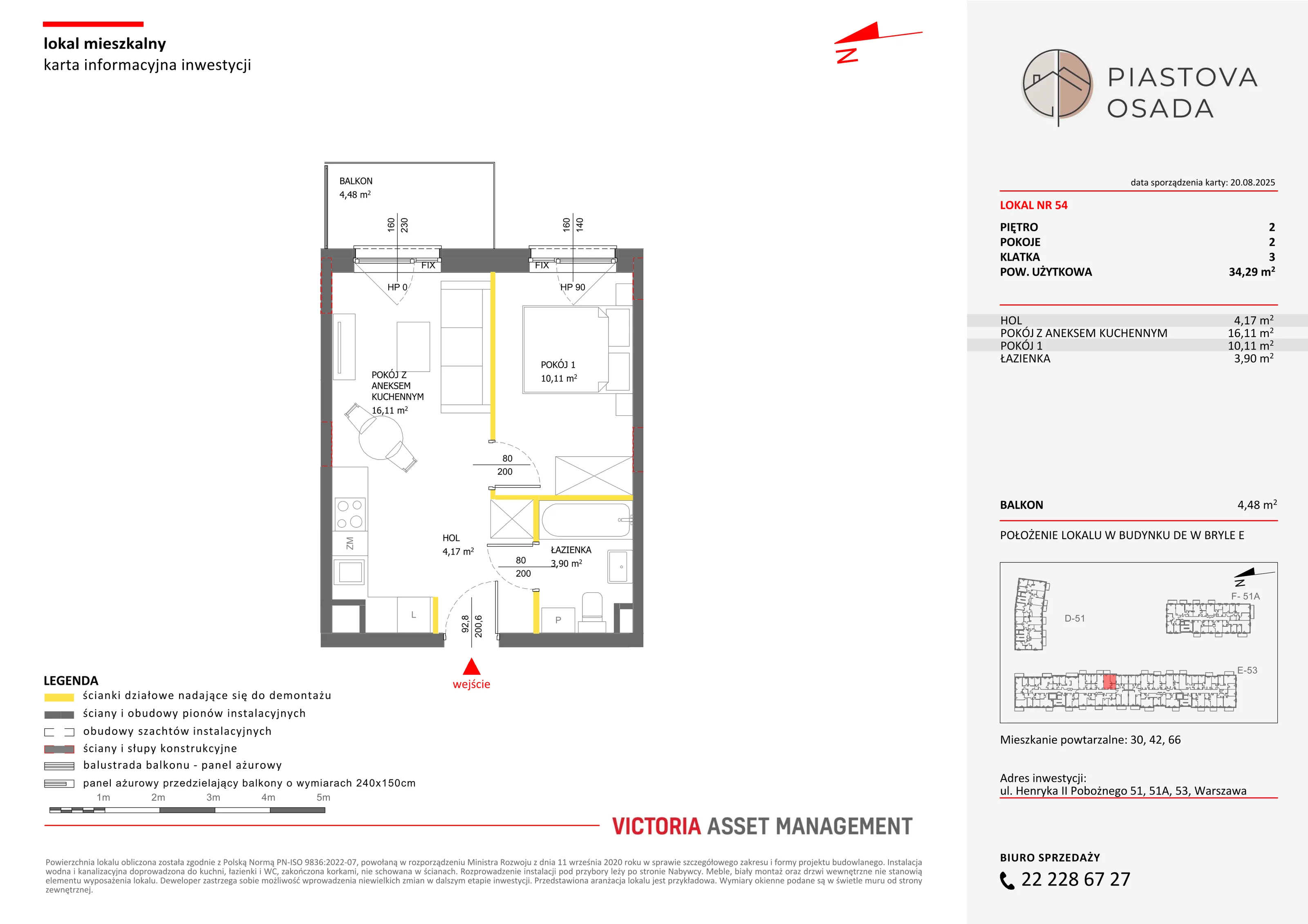 2 pokoje, mieszkanie 35,16 m², piętro 2, oferta nr E-54, Piastova Osada, Warszawa, Ursus, Gołąbki, ul. Henryka II Pobożnego