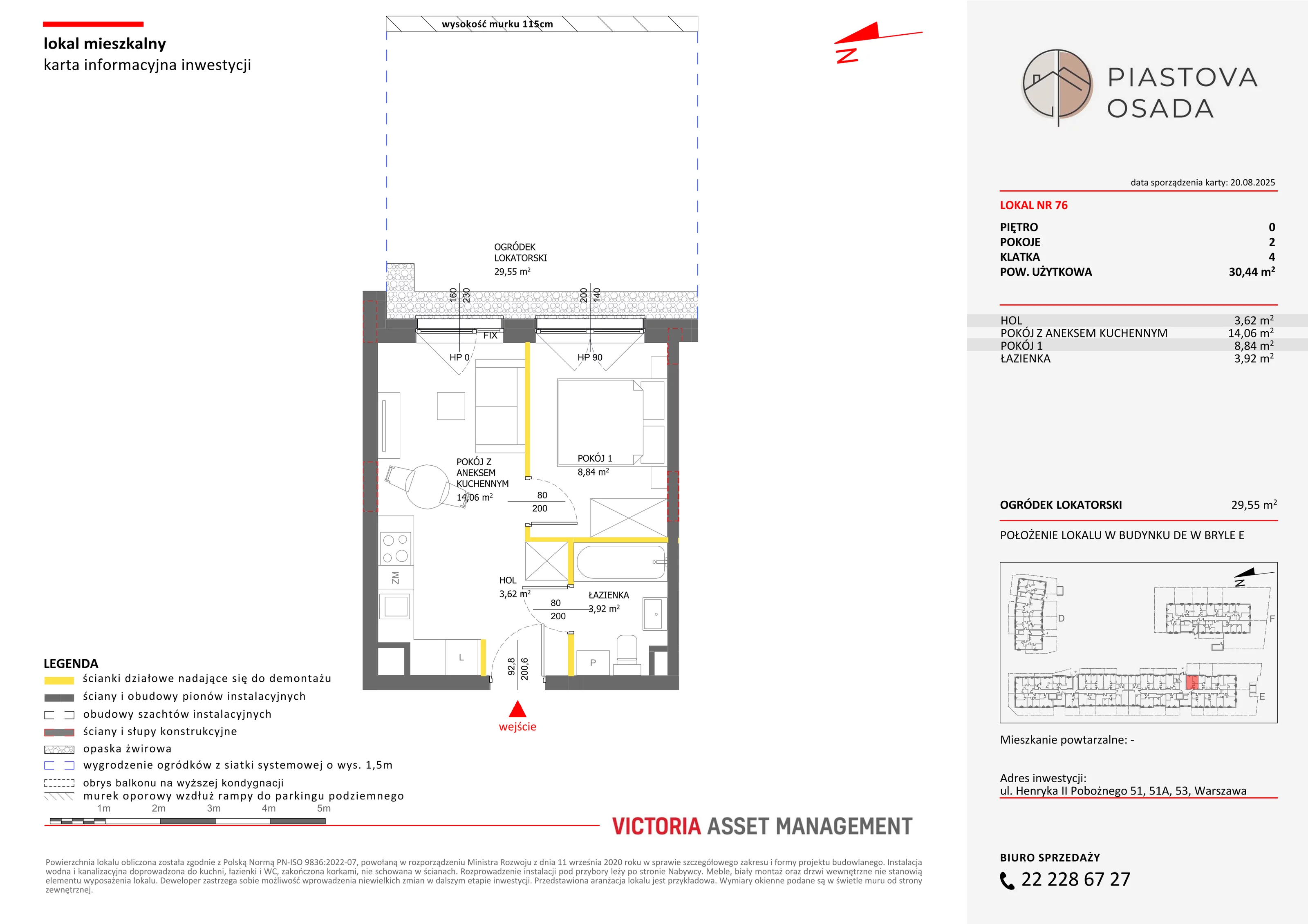2 pokoje, mieszkanie 31,27 m², parter, oferta nr E-76, Piastova Osada, Warszawa, Ursus, Gołąbki, ul. Henryka II Pobożnego