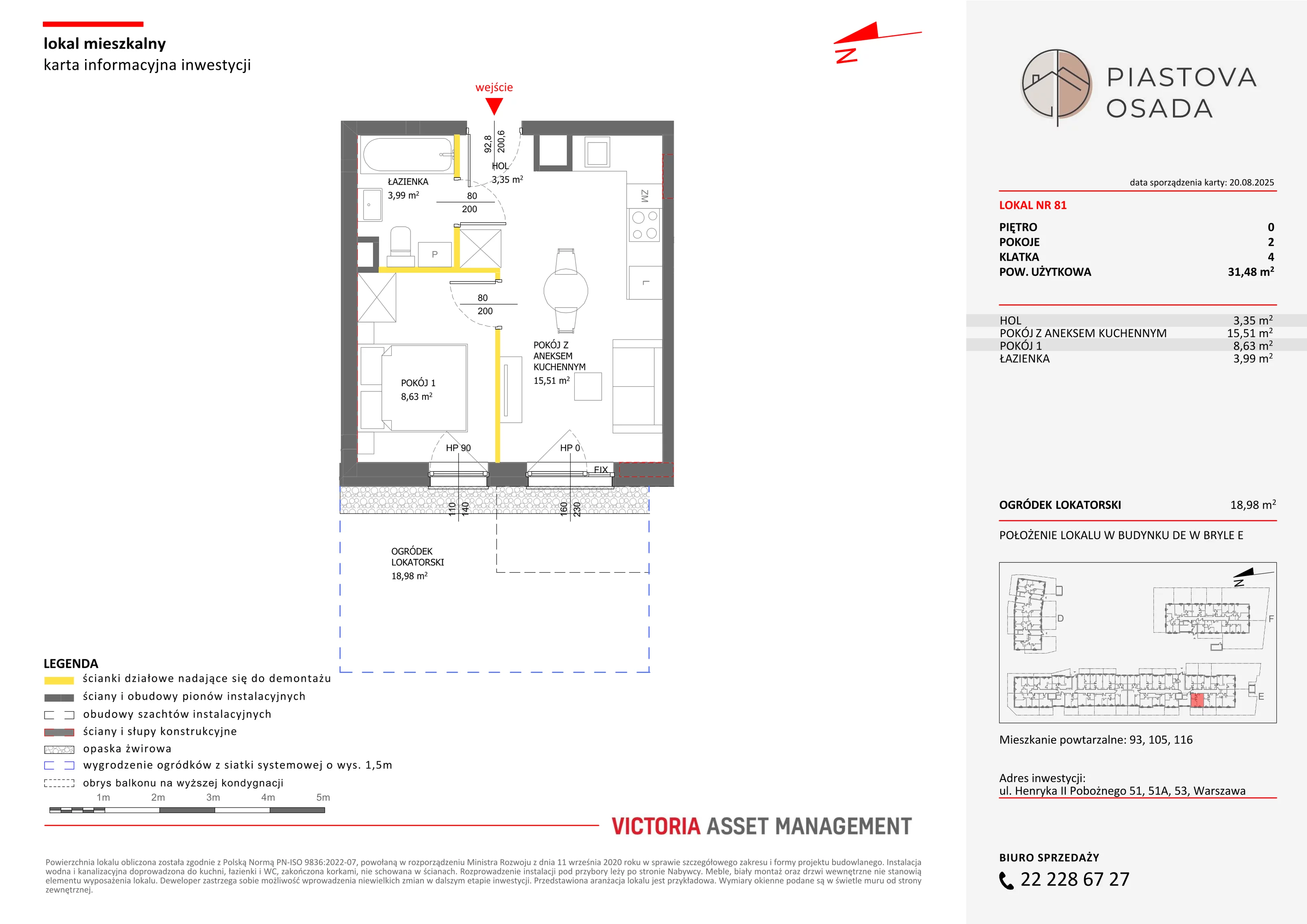 2 pokoje, mieszkanie 32,20 m², parter, oferta nr E-81, Piastova Osada, Warszawa, Ursus, Gołąbki, ul. Henryka II Pobożnego