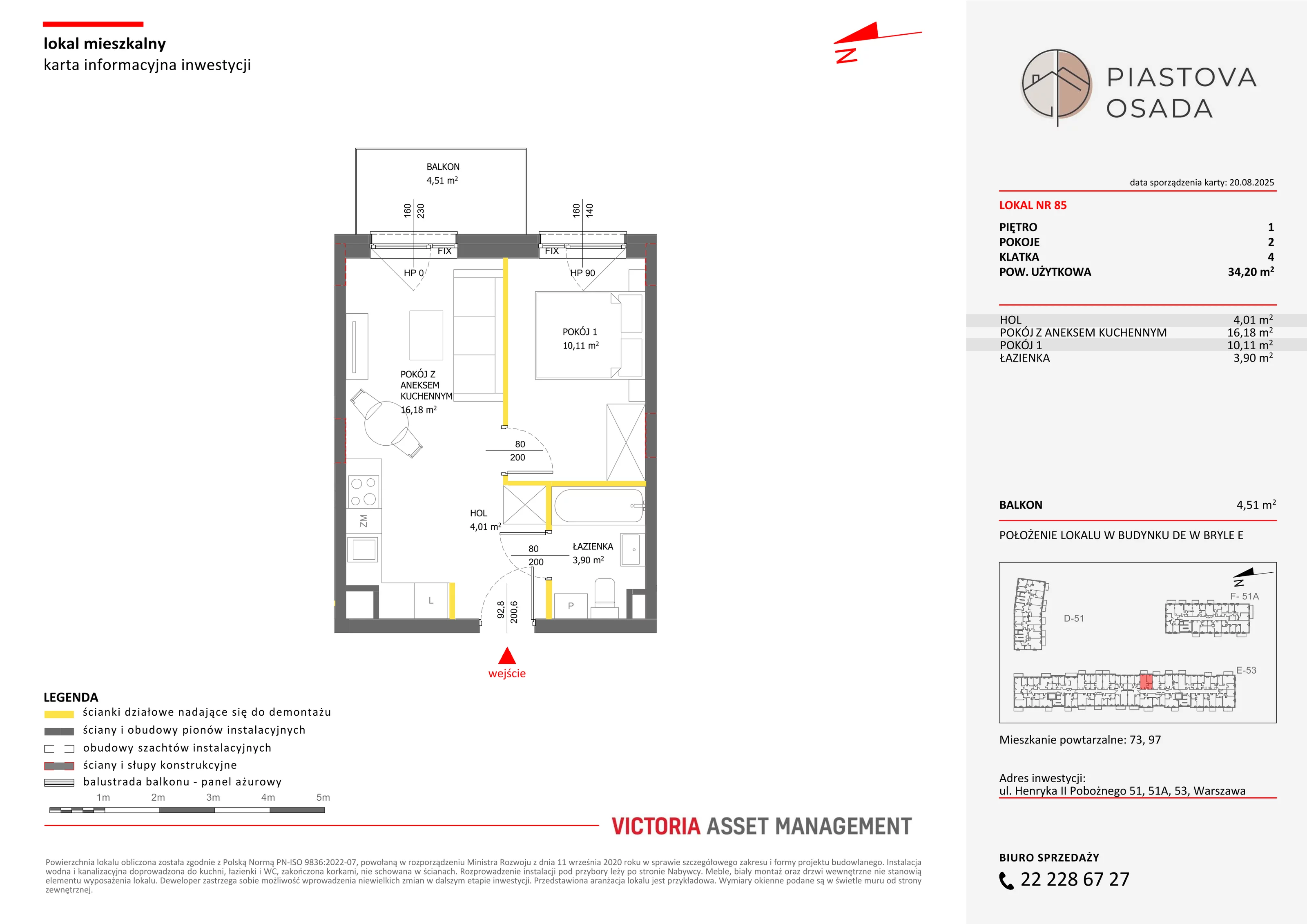 2 pokoje, mieszkanie 35,07 m², piętro 1, oferta nr E-85, Piastova Osada, Warszawa, Ursus, Gołąbki, ul. Henryka II Pobożnego