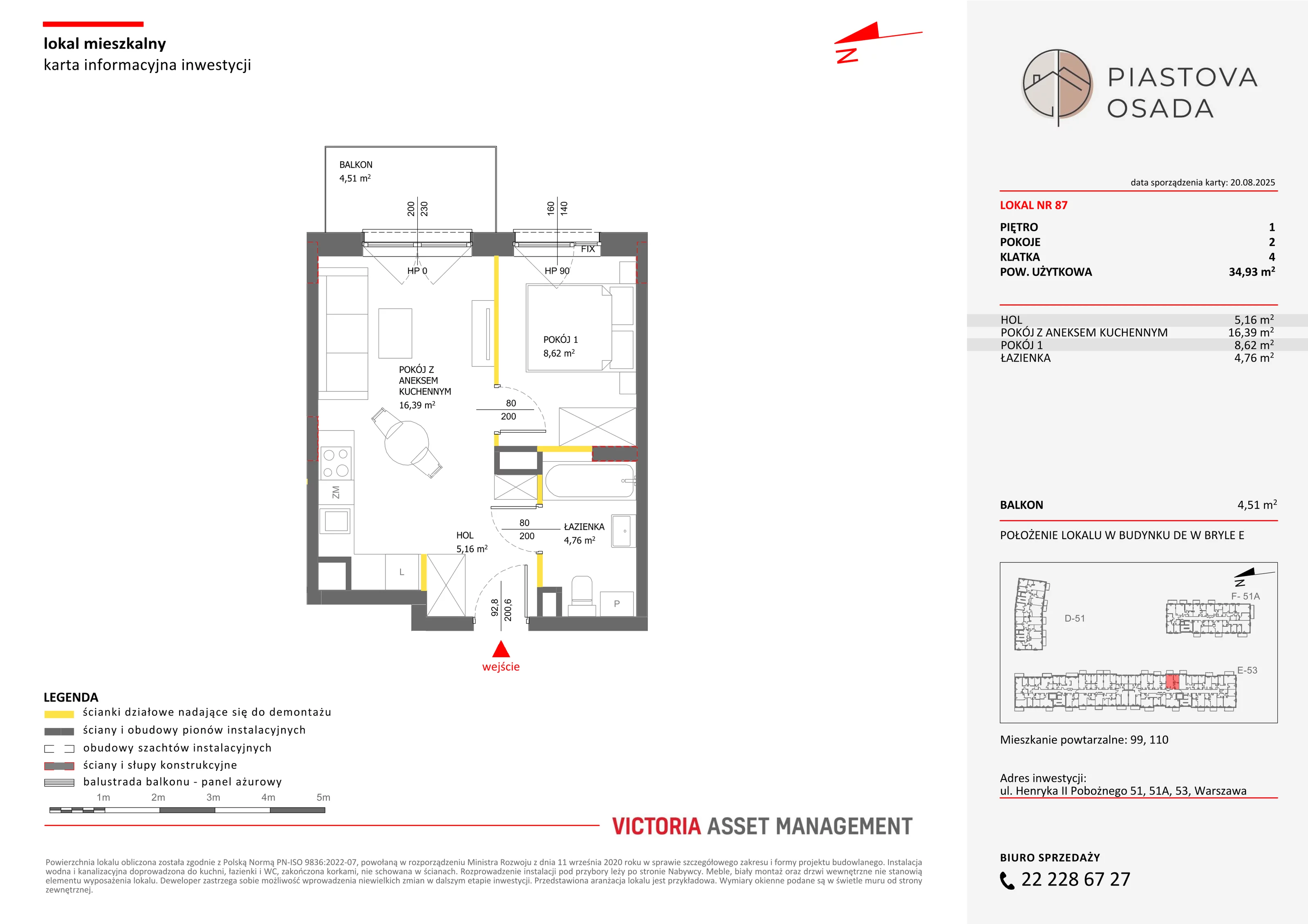 2 pokoje, mieszkanie 35,57 m², piętro 1, oferta nr E-87, Piastova Osada, Warszawa, Ursus, Gołąbki, ul. Henryka II Pobożnego