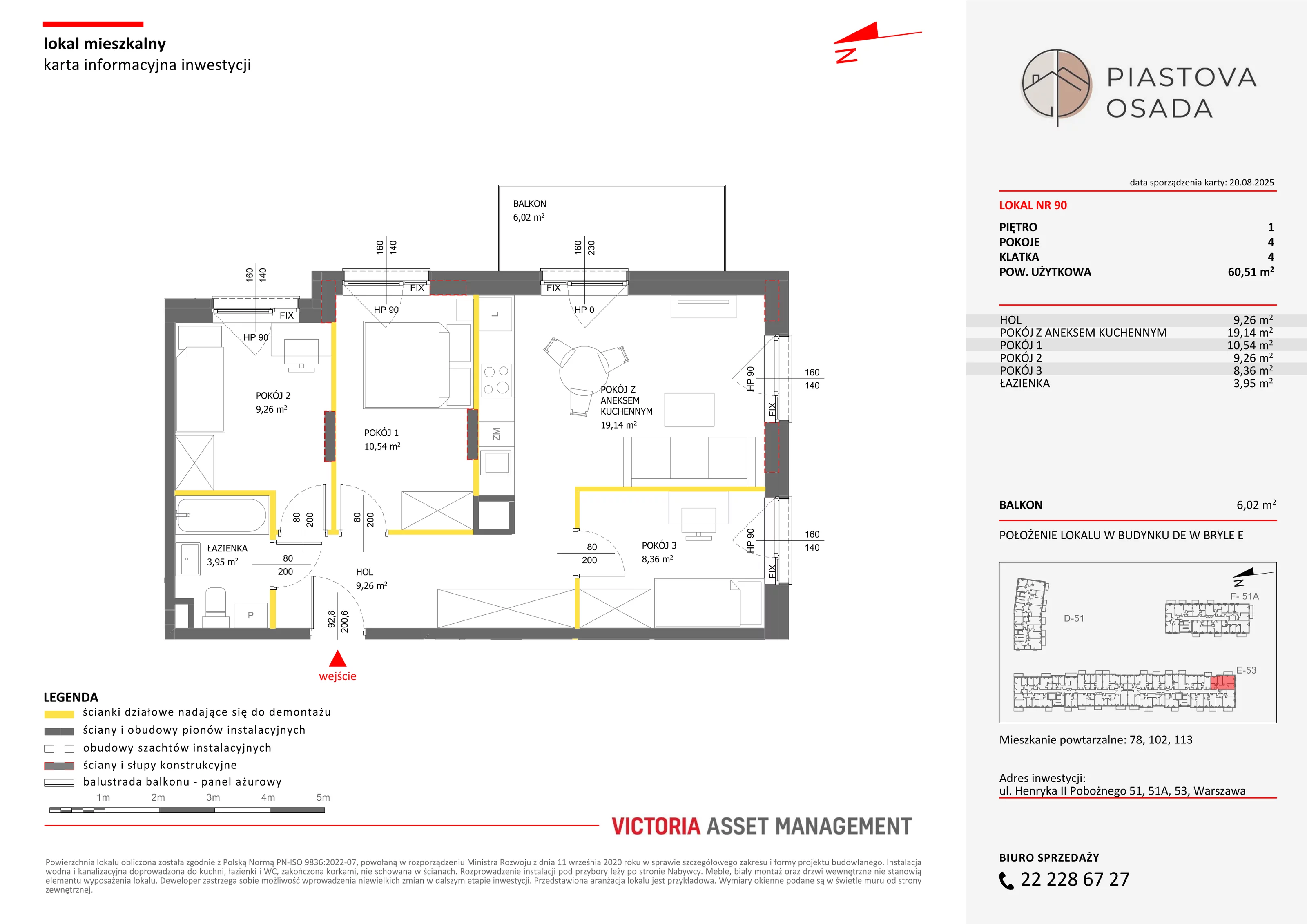 4 pokoje, mieszkanie 62,19 m², piętro 1, oferta nr E-90, Piastova Osada, Warszawa, Ursus, Gołąbki, ul. Henryka II Pobożnego