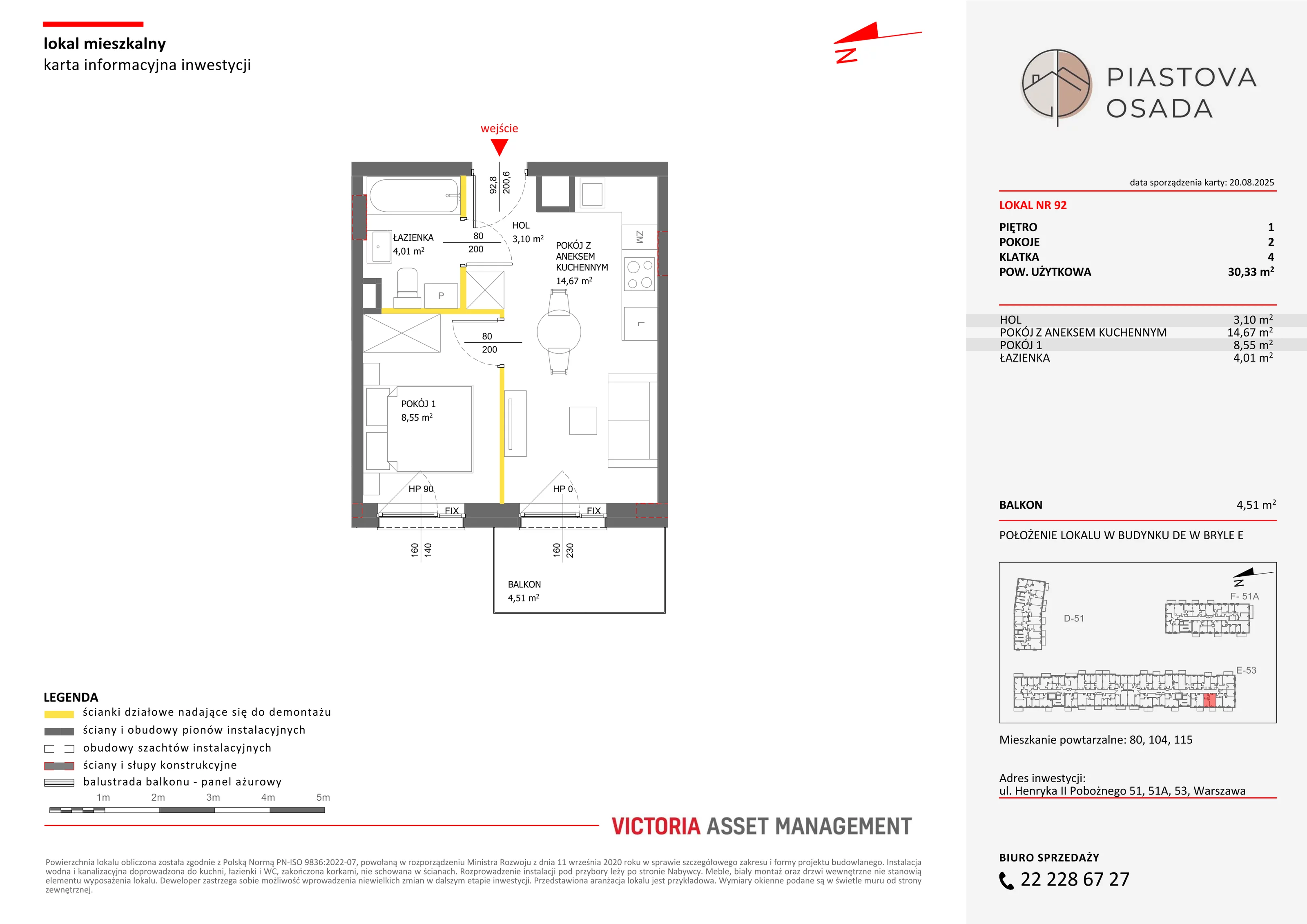 2 pokoje, mieszkanie 31,05 m², piętro 1, oferta nr E-92, Piastova Osada, Warszawa, Ursus, Gołąbki, ul. Henryka II Pobożnego