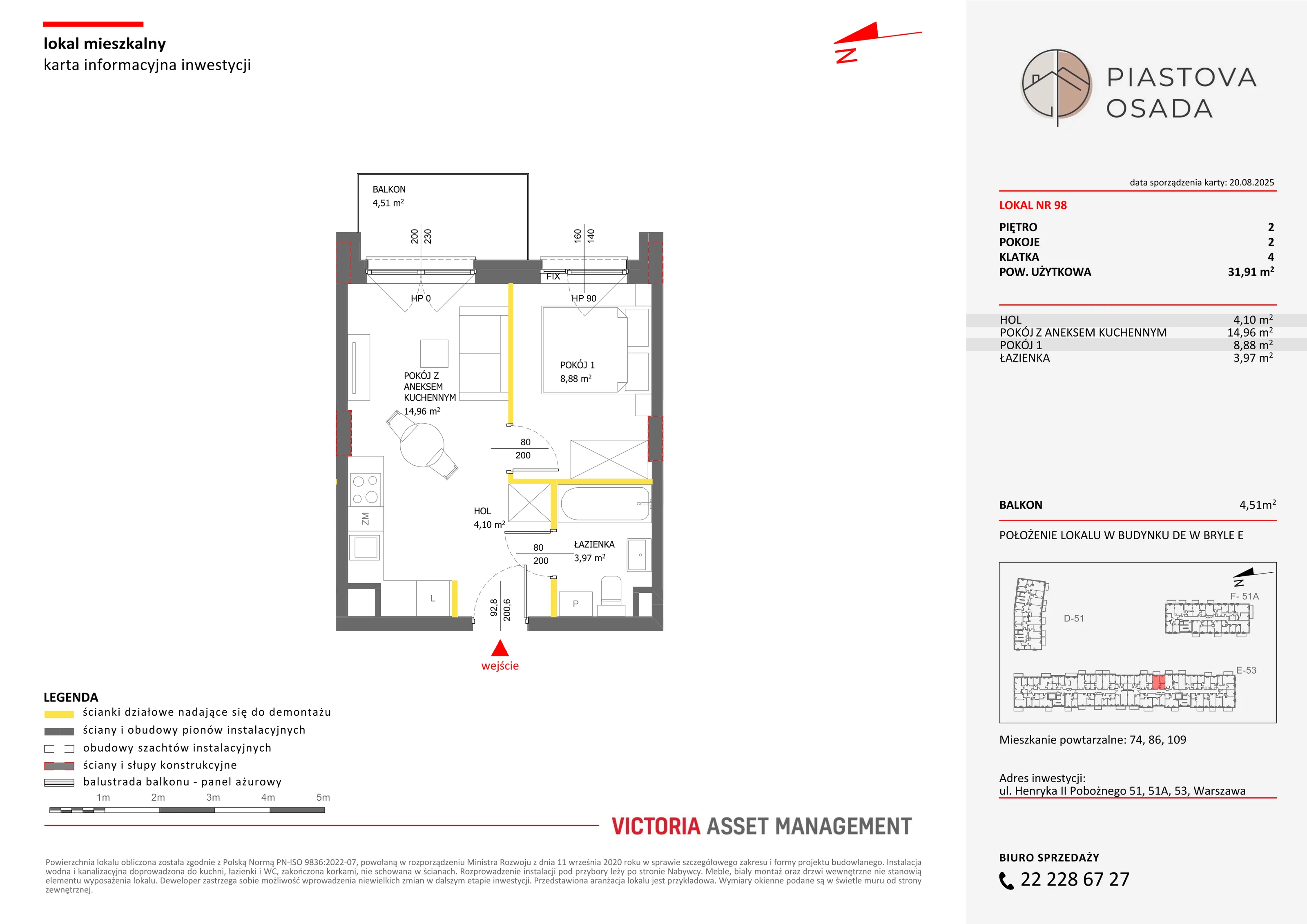 2 pokoje, mieszkanie 32,74 m², piętro 2, oferta nr E-98, Piastova Osada, Warszawa, Ursus, Gołąbki, ul. Henryka II Pobożnego
