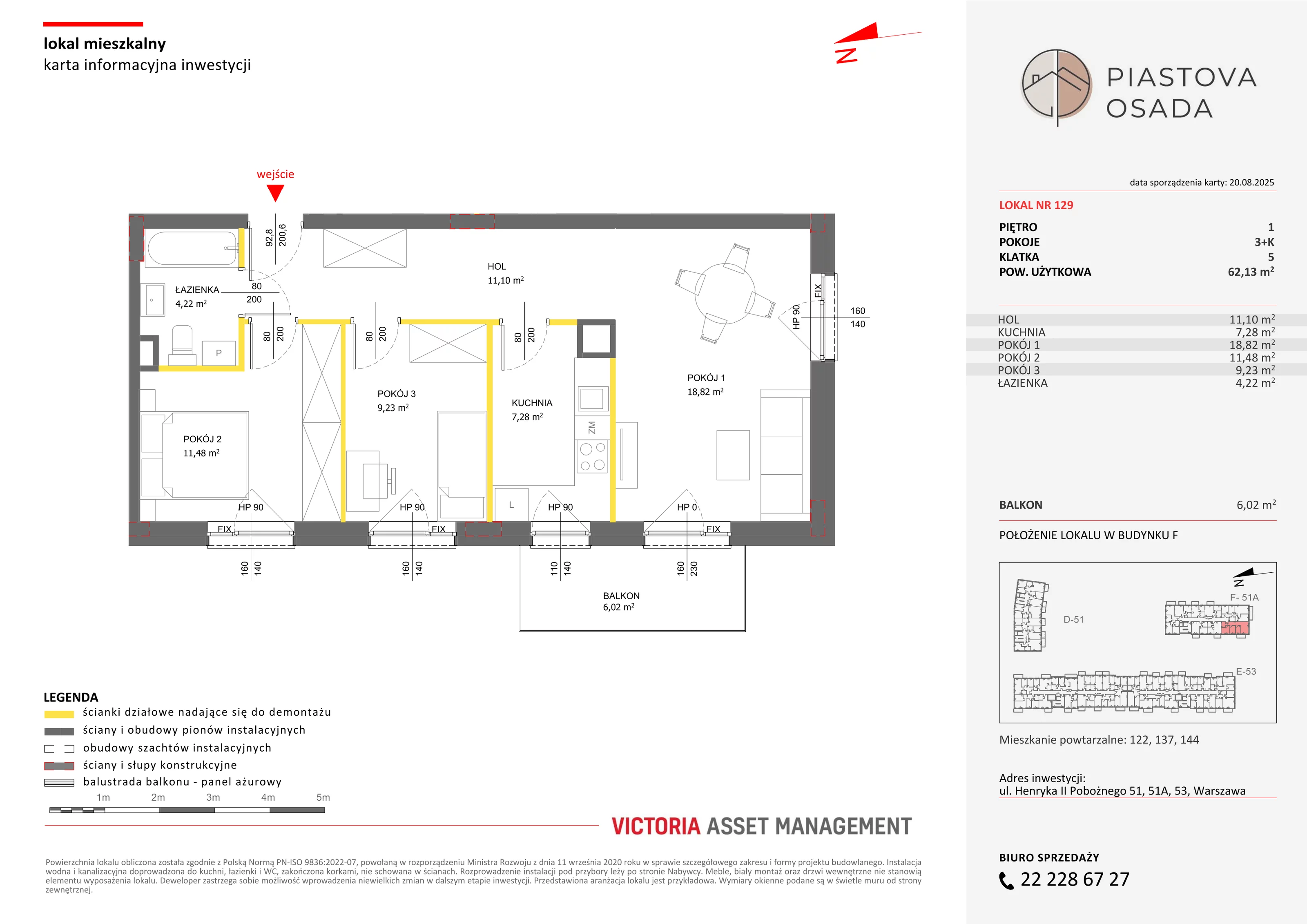 3 pokoje, mieszkanie 63,97 m², piętro 1, oferta nr F-129, Piastova Osada, Warszawa, Ursus, Gołąbki, ul. Henryka II Pobożnego