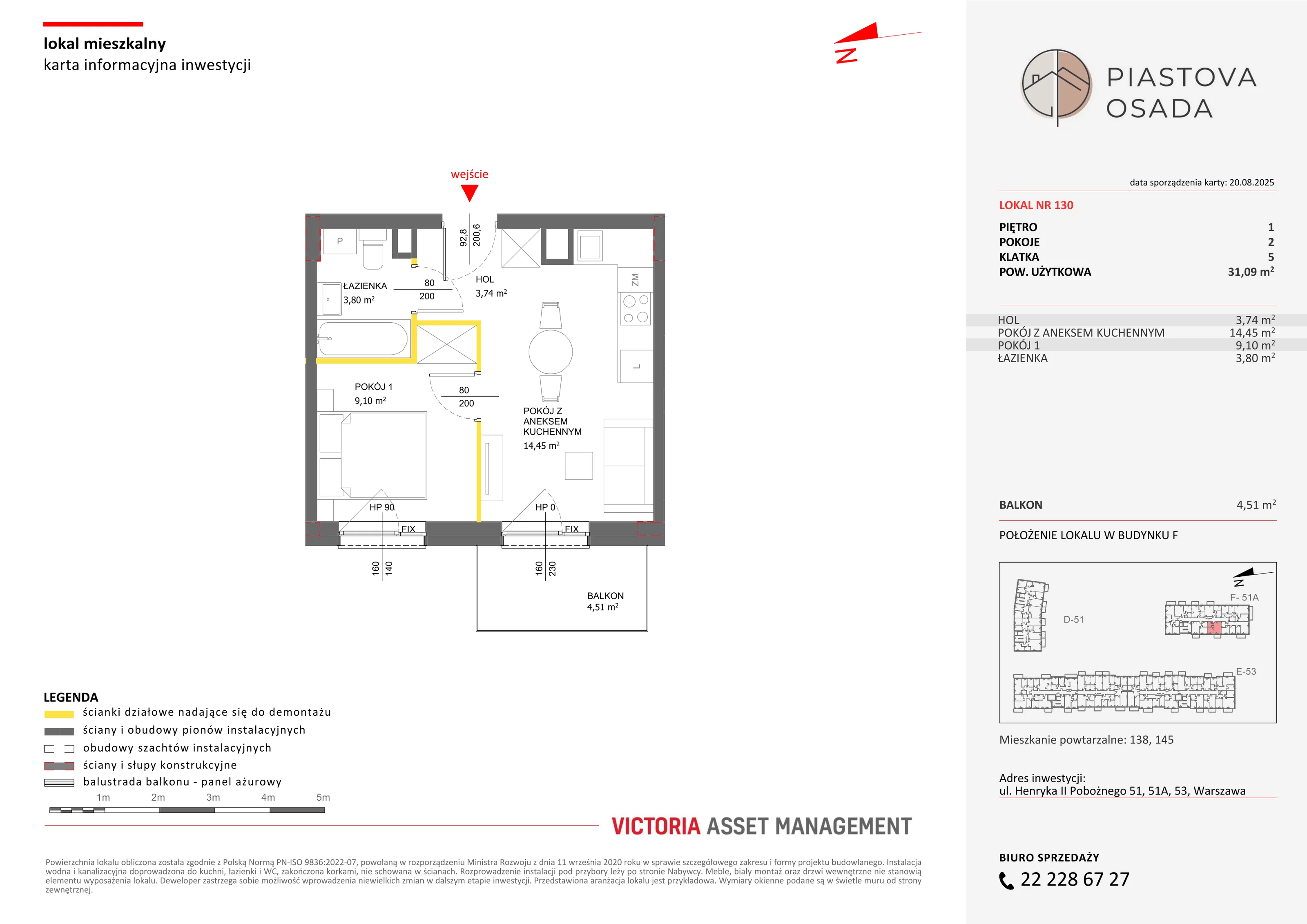 2 pokoje, mieszkanie 31,83 m², piętro 1, oferta nr F-130, Piastova Osada, Warszawa, Ursus, Gołąbki, ul. Henryka II Pobożnego