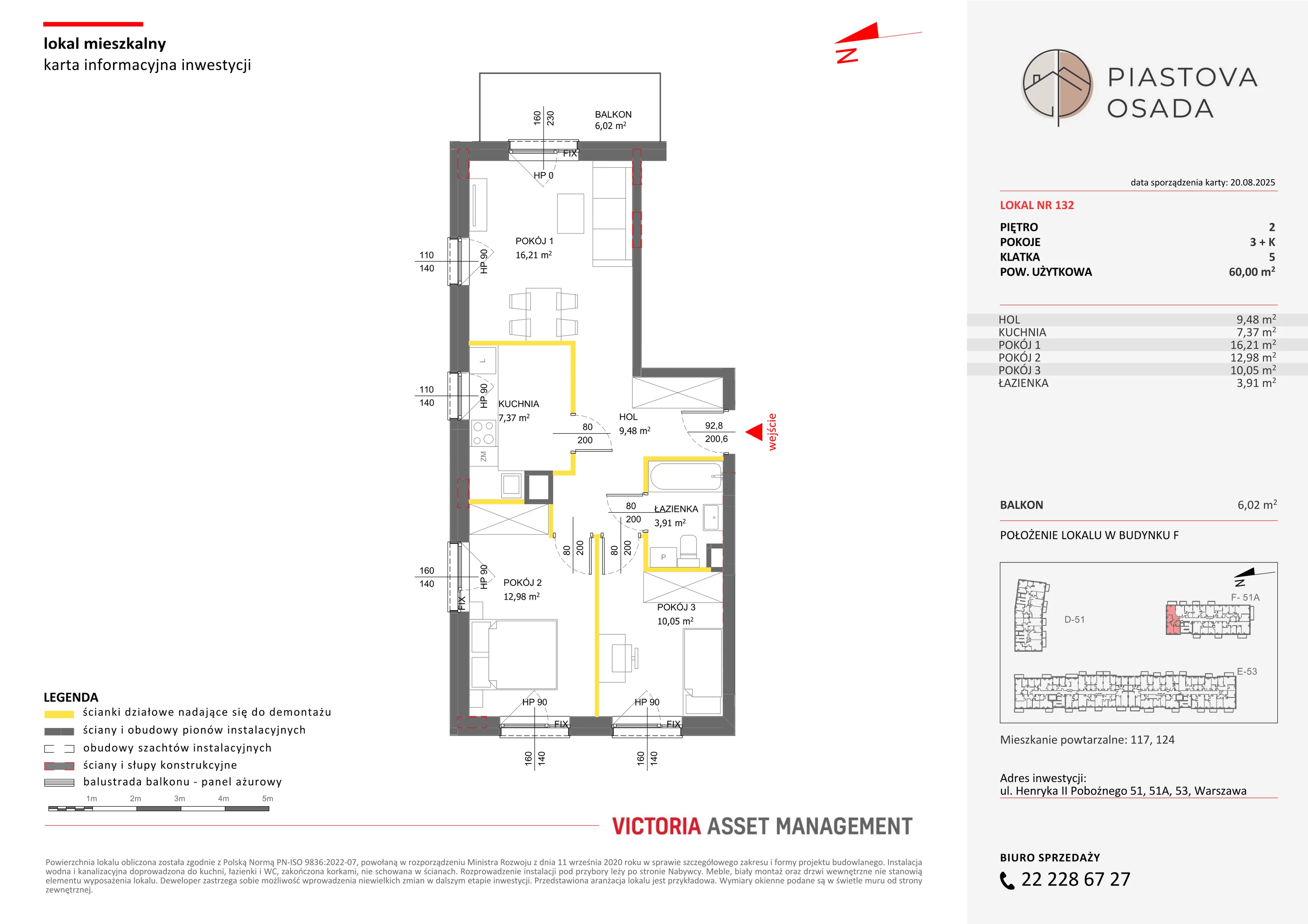 3 pokoje, mieszkanie 61,81 m², piętro 2, oferta nr F-132, Piastova Osada, Warszawa, Ursus, Gołąbki, ul. Henryka II Pobożnego