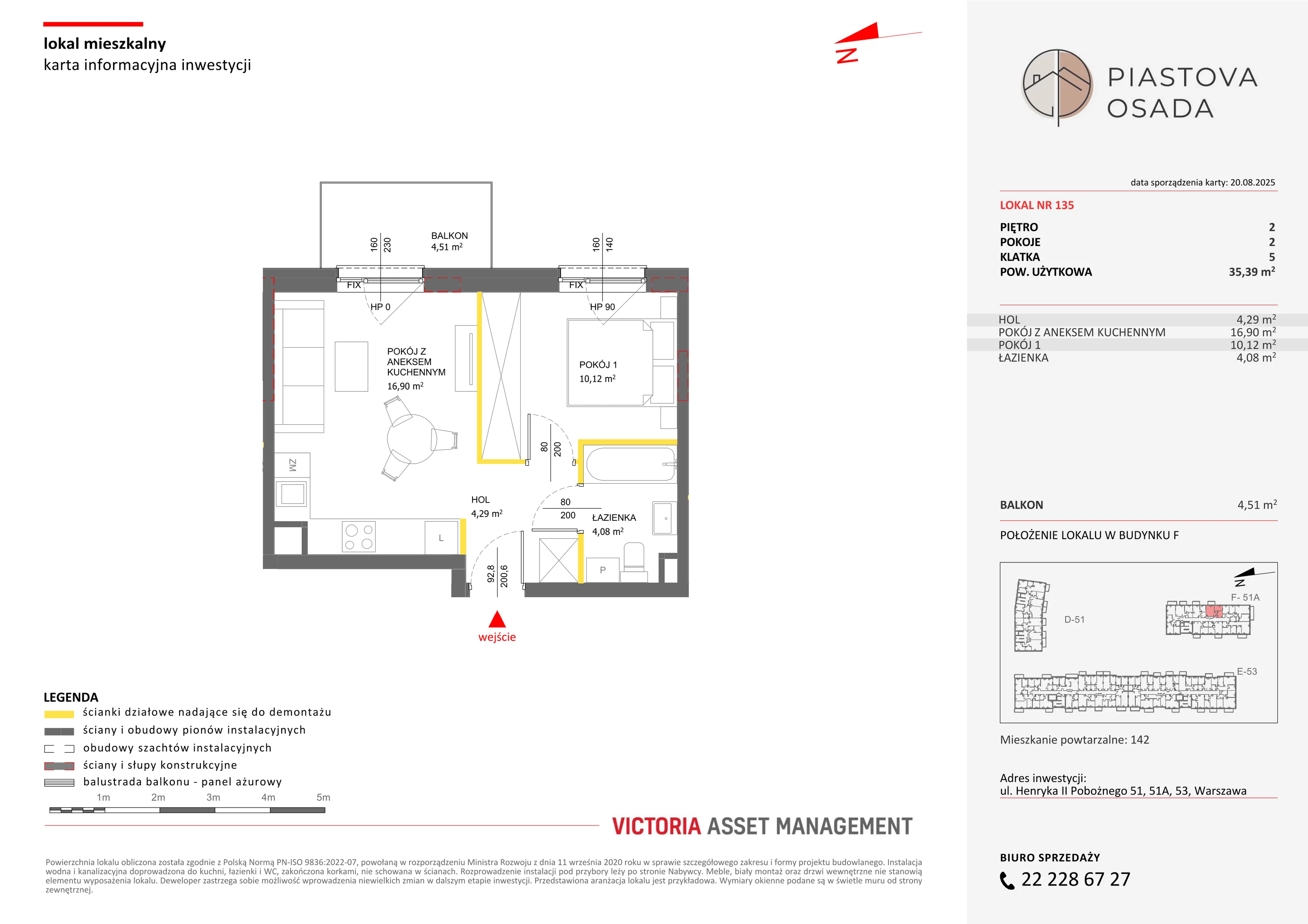 2 pokoje, mieszkanie 36,27 m², piętro 2, oferta nr F-135, Piastova Osada, Warszawa, Ursus, Gołąbki, ul. Henryka II Pobożnego
