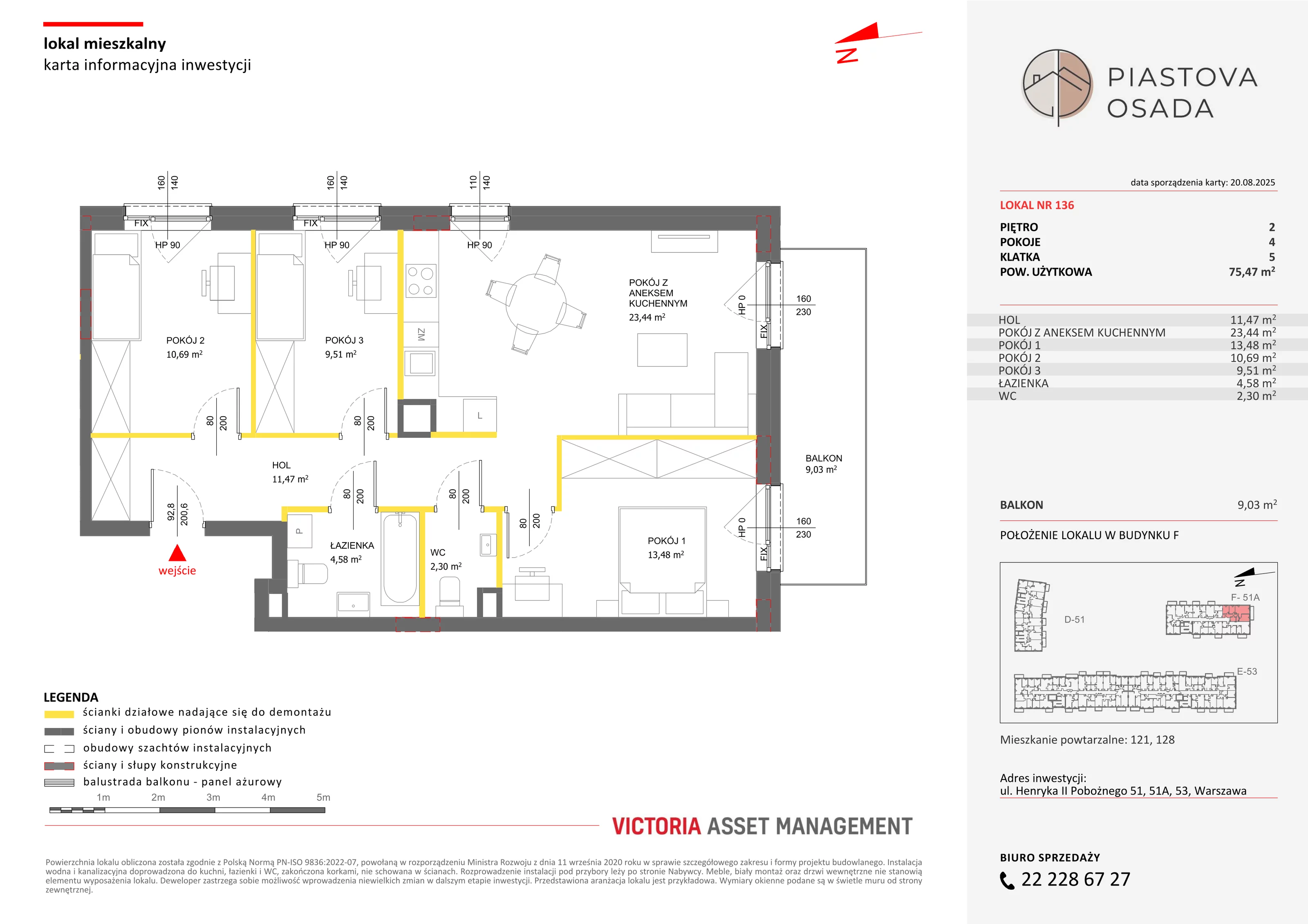 4 pokoje, mieszkanie 77,84 m², piętro 2, oferta nr F-136, Piastova Osada, Warszawa, Ursus, Gołąbki, ul. Henryka II Pobożnego