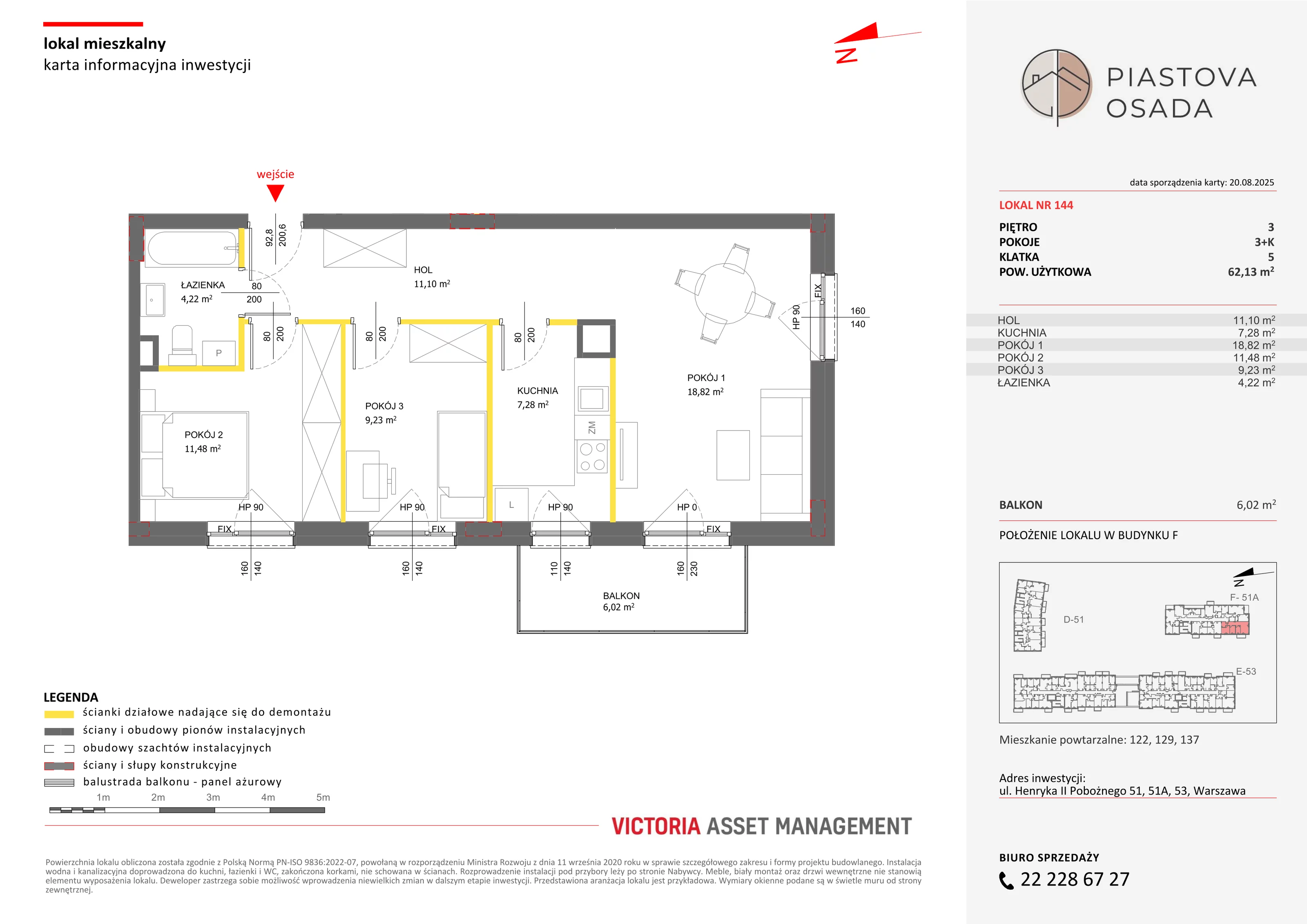 3 pokoje, mieszkanie 63,97 m², piętro 3, oferta nr F-144, Piastova Osada, Warszawa, Ursus, Gołąbki, ul. Henryka II Pobożnego