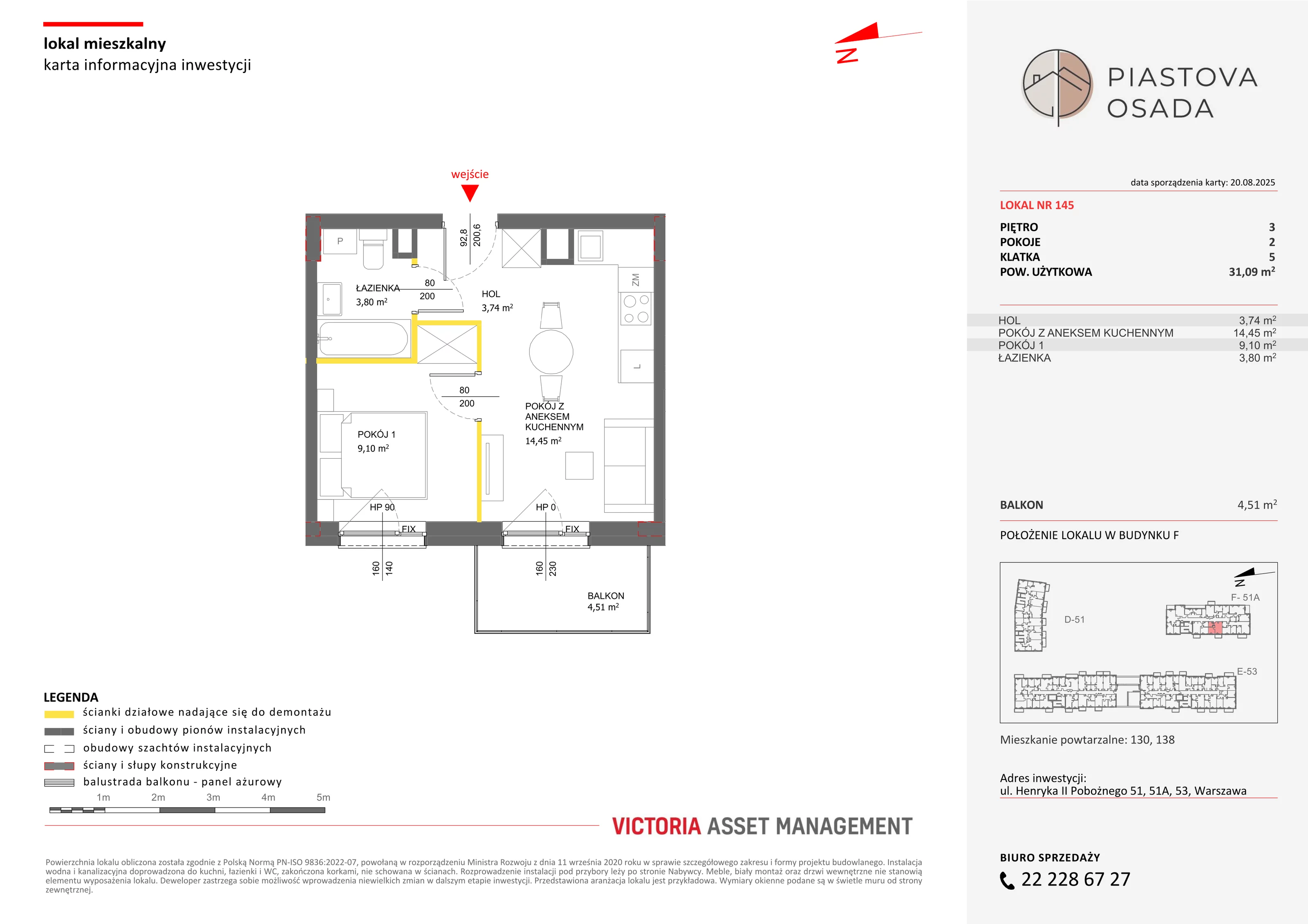 2 pokoje, mieszkanie 31,83 m², piętro 3, oferta nr F-145, Piastova Osada, Warszawa, Ursus, Gołąbki, ul. Henryka II Pobożnego