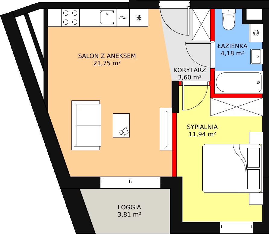 2 pokoje, mieszkanie 41,47 m², piętro 6, oferta nr 29, Osiedle ŚwiatoVida, Warszawa, Białołęka, Tarchomin, ul. Pałuków