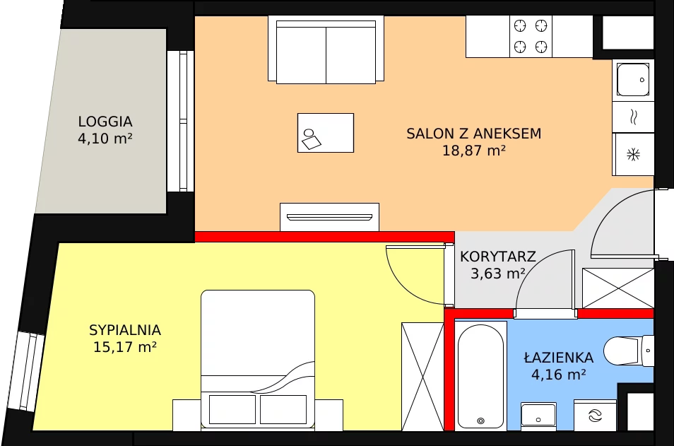 2 pokoje, mieszkanie 41,98 m², piętro 7, oferta nr 40, Osiedle ŚwiatoVida, Warszawa, Białołęka, Tarchomin, ul. Pałuków