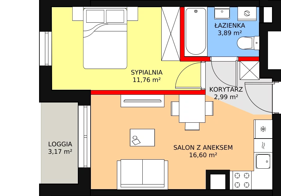 2 pokoje, mieszkanie 35,24 m², piętro 6, oferta nr B2/110, Osiedle ŚwiatoVida, Warszawa, Białołęka, Tarchomin, ul. Pałuków