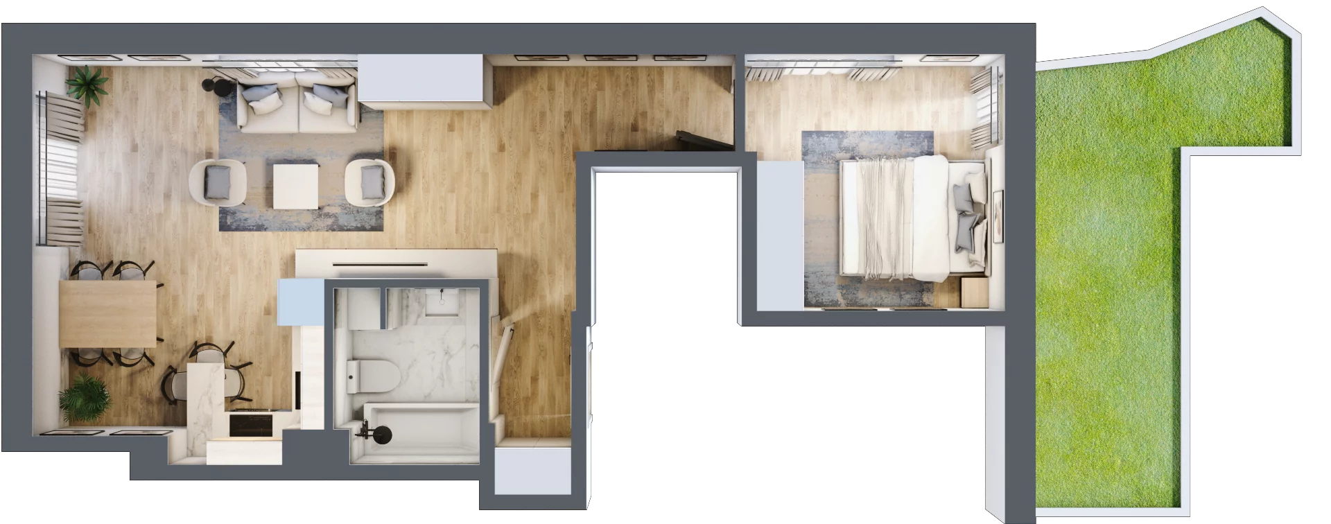 2 pokoje, mieszkanie 48,24 m², parter, oferta nr A.01, Kameralny Ruczaj, Kraków, Dębniki, Osiedle Ruczaj-Zaborze, ul. Ruczaj