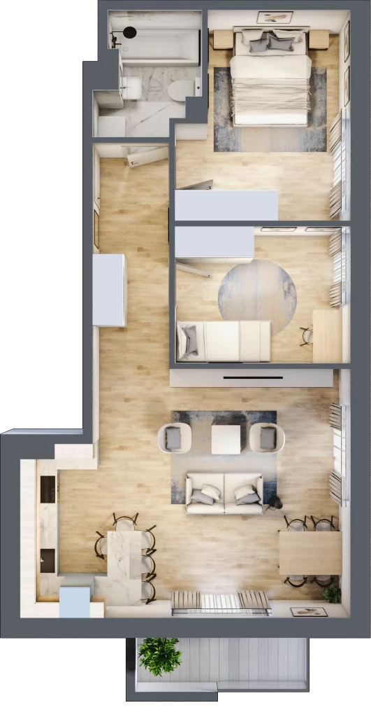 3 pokoje, mieszkanie 62,78 m², piętro 1, oferta nr A.05, Kameralny Ruczaj, Kraków, Dębniki, Osiedle Ruczaj-Zaborze, ul. Ruczaj