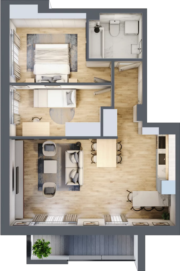 3 pokoje, mieszkanie 56,99 m², piętro 1, oferta nr A.06, Kameralny Ruczaj, Kraków, Dębniki, Osiedle Ruczaj-Zaborze, ul. Ruczaj