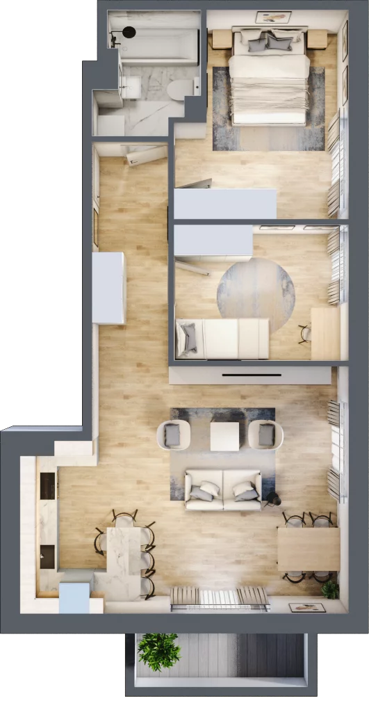 3 pokoje, mieszkanie 62,78 m², piętro 3, oferta nr A.11, Kameralny Ruczaj, Kraków, Dębniki, Osiedle Ruczaj-Zaborze, ul. Ruczaj