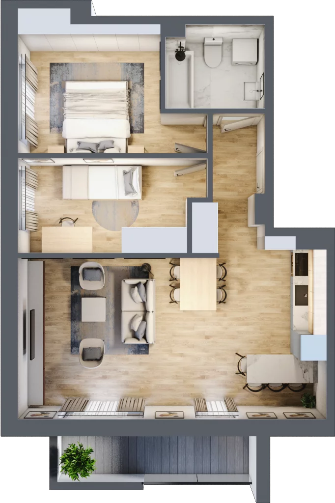 3 pokoje, mieszkanie 56,99 m², piętro 3, oferta nr A.12, Kameralny Ruczaj, Kraków, Dębniki, Osiedle Ruczaj-Zaborze, ul. Ruczaj