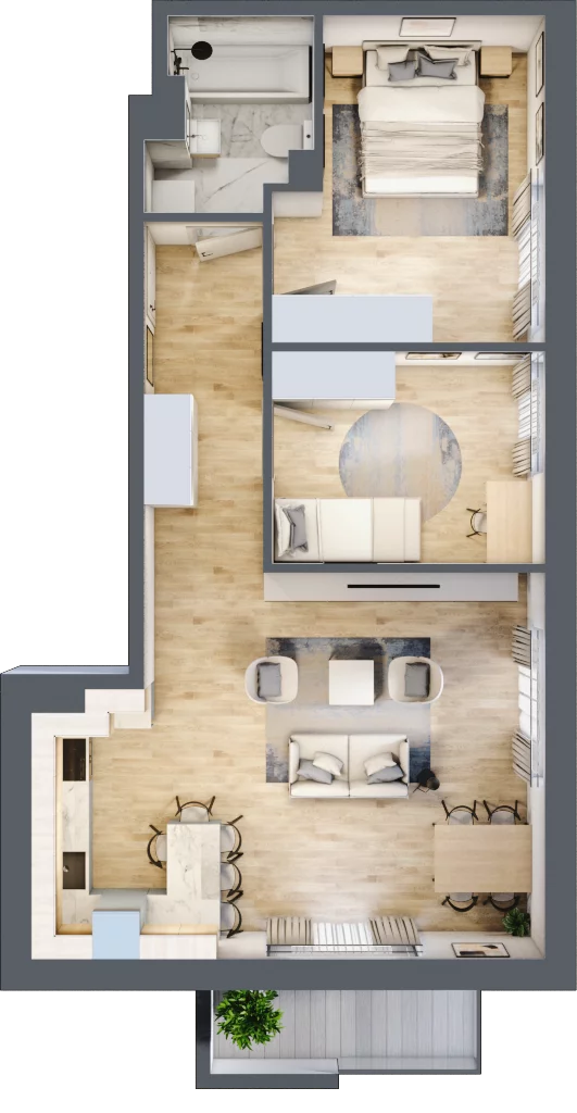 3 pokoje, mieszkanie 62,78 m², piętro 2, oferta nr A.08, Kameralny Ruczaj, Kraków, Dębniki, Osiedle Ruczaj-Zaborze, ul. Ruczaj
