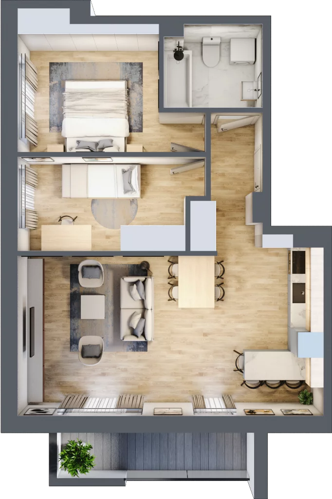3 pokoje, mieszkanie 56,99 m², piętro 1, oferta nr A.06, Kameralny Ruczaj, Kraków, Dębniki, Osiedle Ruczaj-Zaborze, ul. Ruczaj