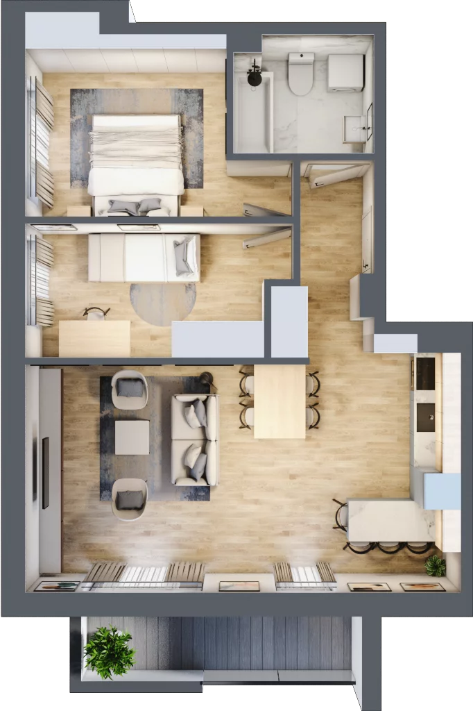 3 pokoje, mieszkanie 56,99 m², piętro 3, oferta nr A.12, Kameralny Ruczaj, Kraków, Dębniki, Osiedle Ruczaj-Zaborze, ul. Ruczaj