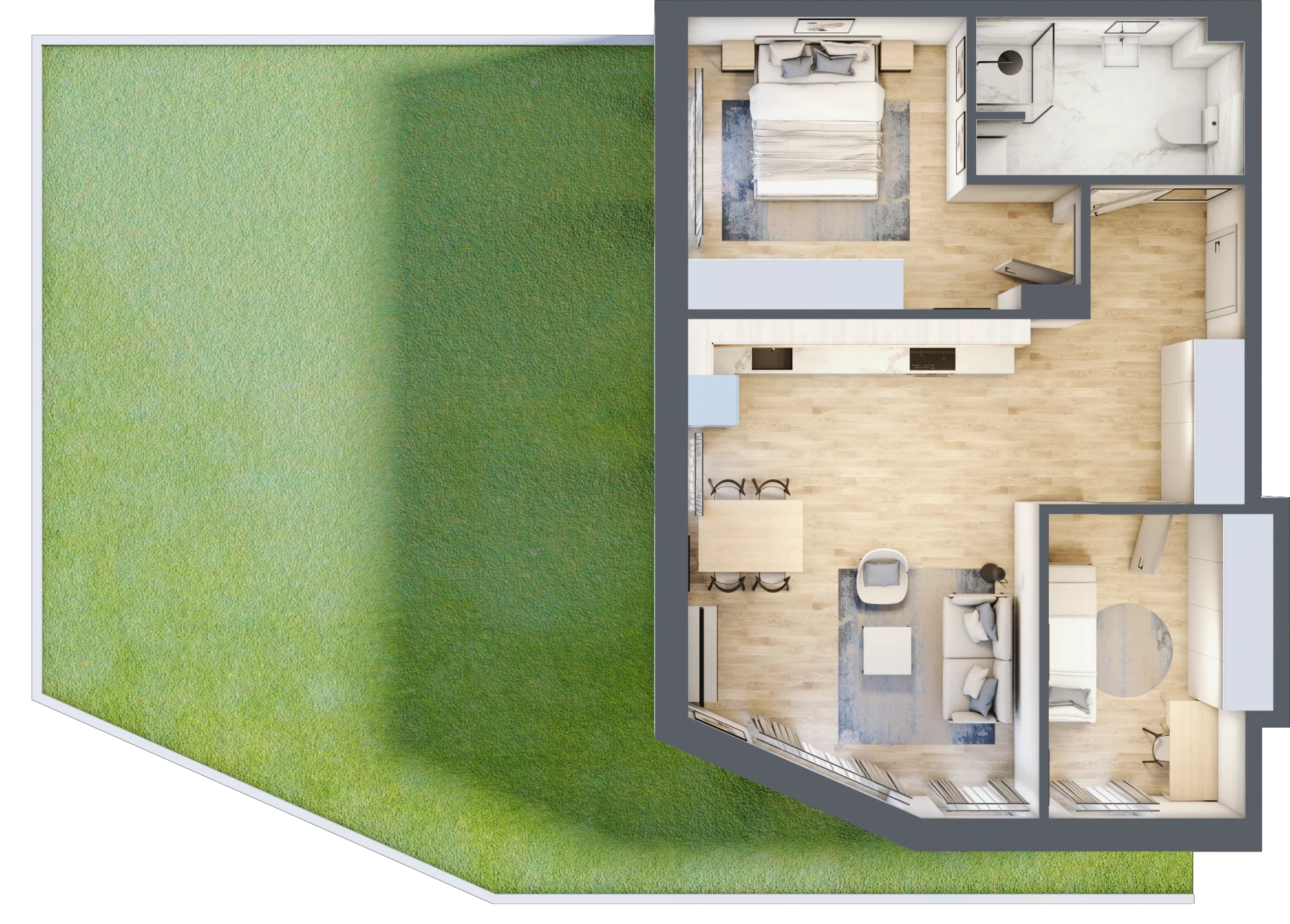 3 pokoje, mieszkanie 60,75 m², parter, oferta nr B.16, Kameralny Ruczaj, Kraków, Dębniki, Osiedle Ruczaj-Zaborze, ul. Ruczaj