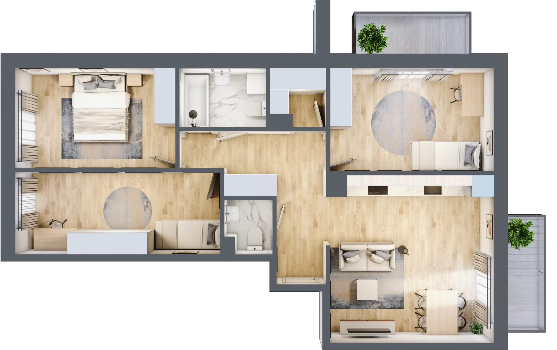 3 pokoje, mieszkanie 77,67 m², piętro 1, oferta nr B.19, Kameralny Ruczaj, Kraków, Dębniki, Osiedle Ruczaj-Zaborze, ul. Ruczaj