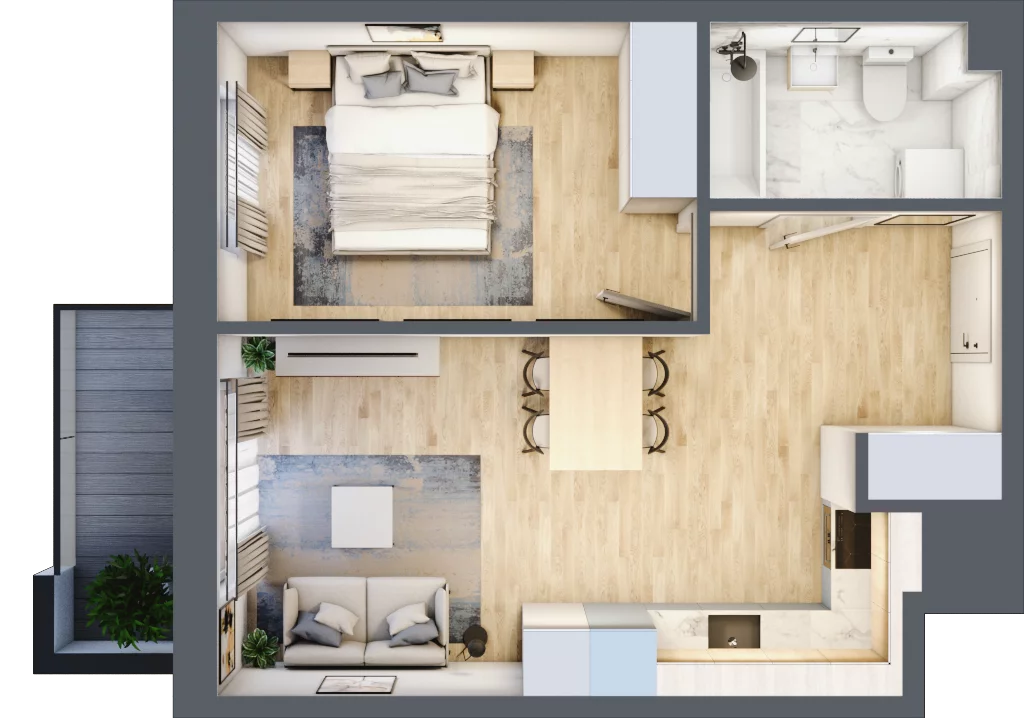 2 pokoje, mieszkanie 39,90 m², piętro 3, oferta nr B.36, Kameralny Ruczaj, Kraków, Dębniki, Osiedle Ruczaj-Zaborze, ul. Ruczaj
