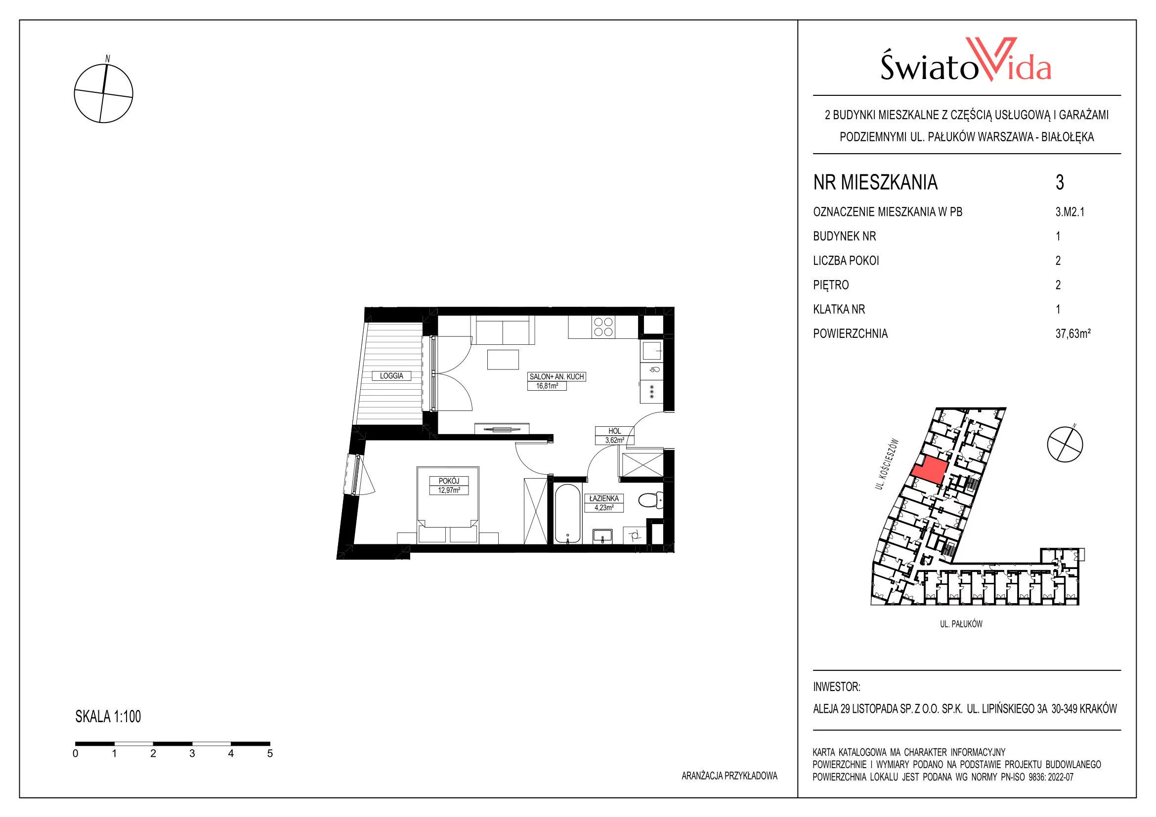 Mieszkanie 37,63 m², piętro 2, oferta nr 3, Osiedle ŚwiatoVida, Warszawa, Białołęka, Tarchomin, ul. Pałuków