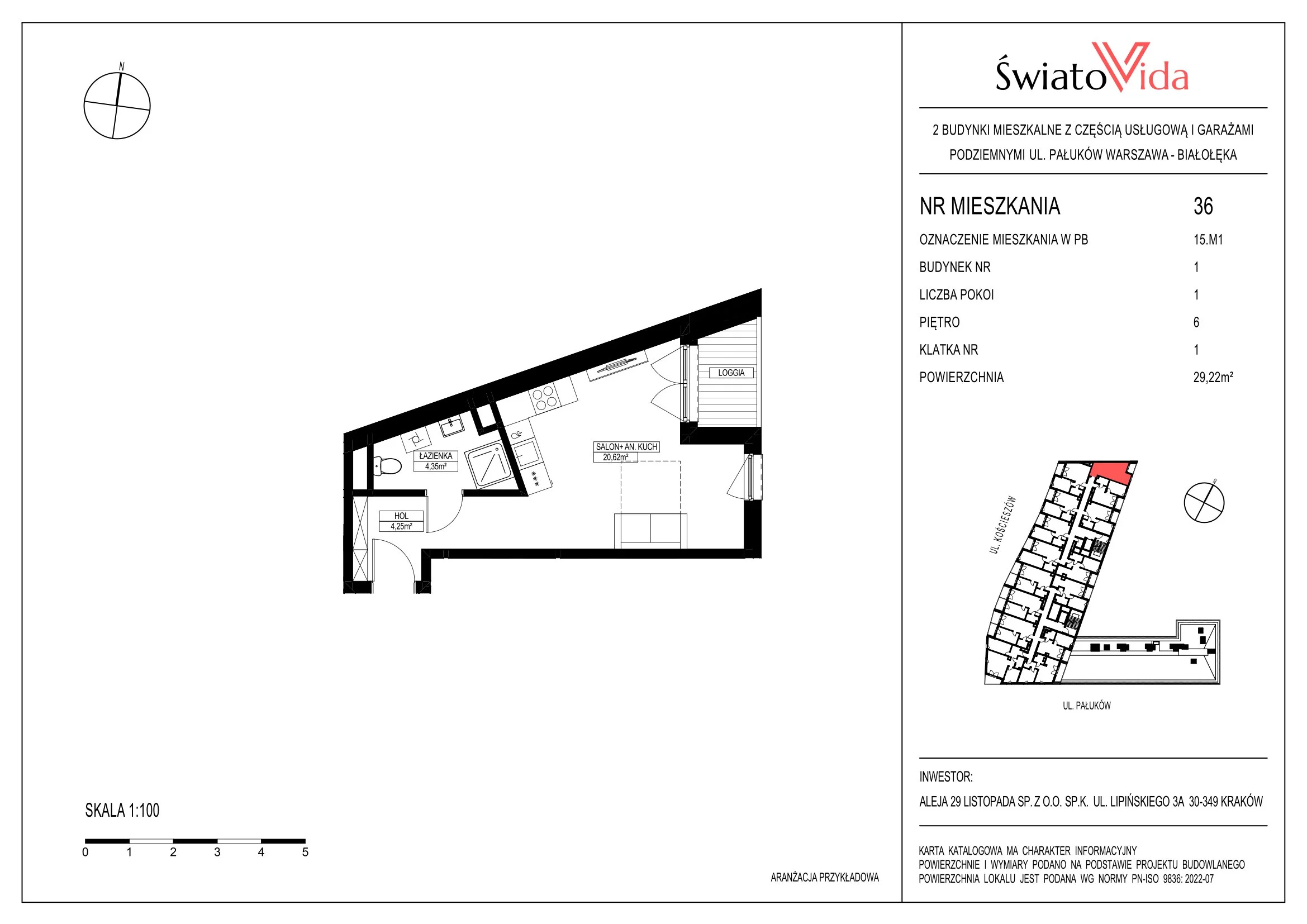 Mieszkanie 30,94 m², piętro 6, oferta nr 36, Osiedle ŚwiatoVida, Warszawa, Białołęka, Tarchomin, ul. Pałuków