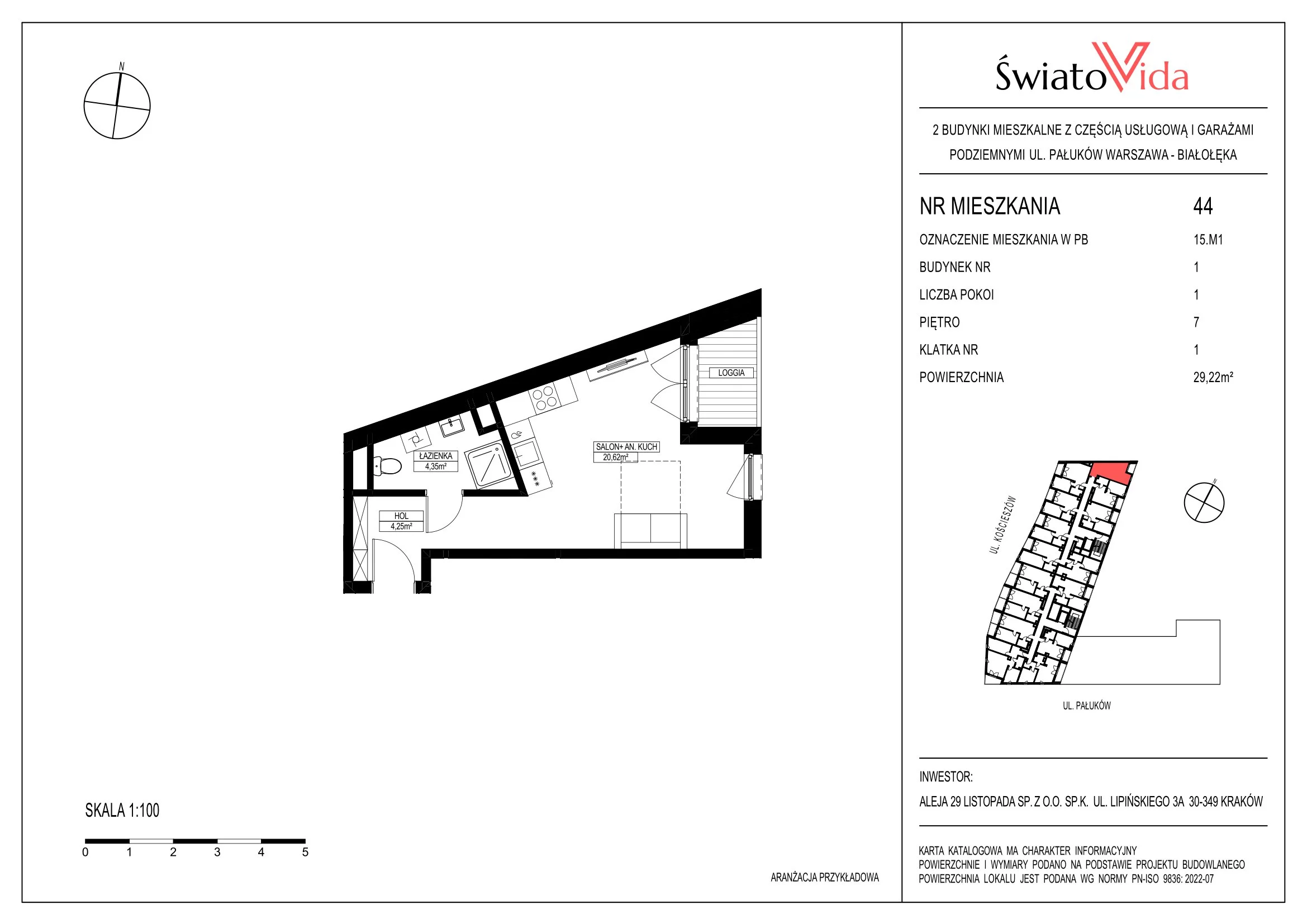 Mieszkanie 30,94 m², piętro 7, oferta nr 44, Osiedle ŚwiatoVida, Warszawa, Białołęka, Tarchomin, ul. Pałuków