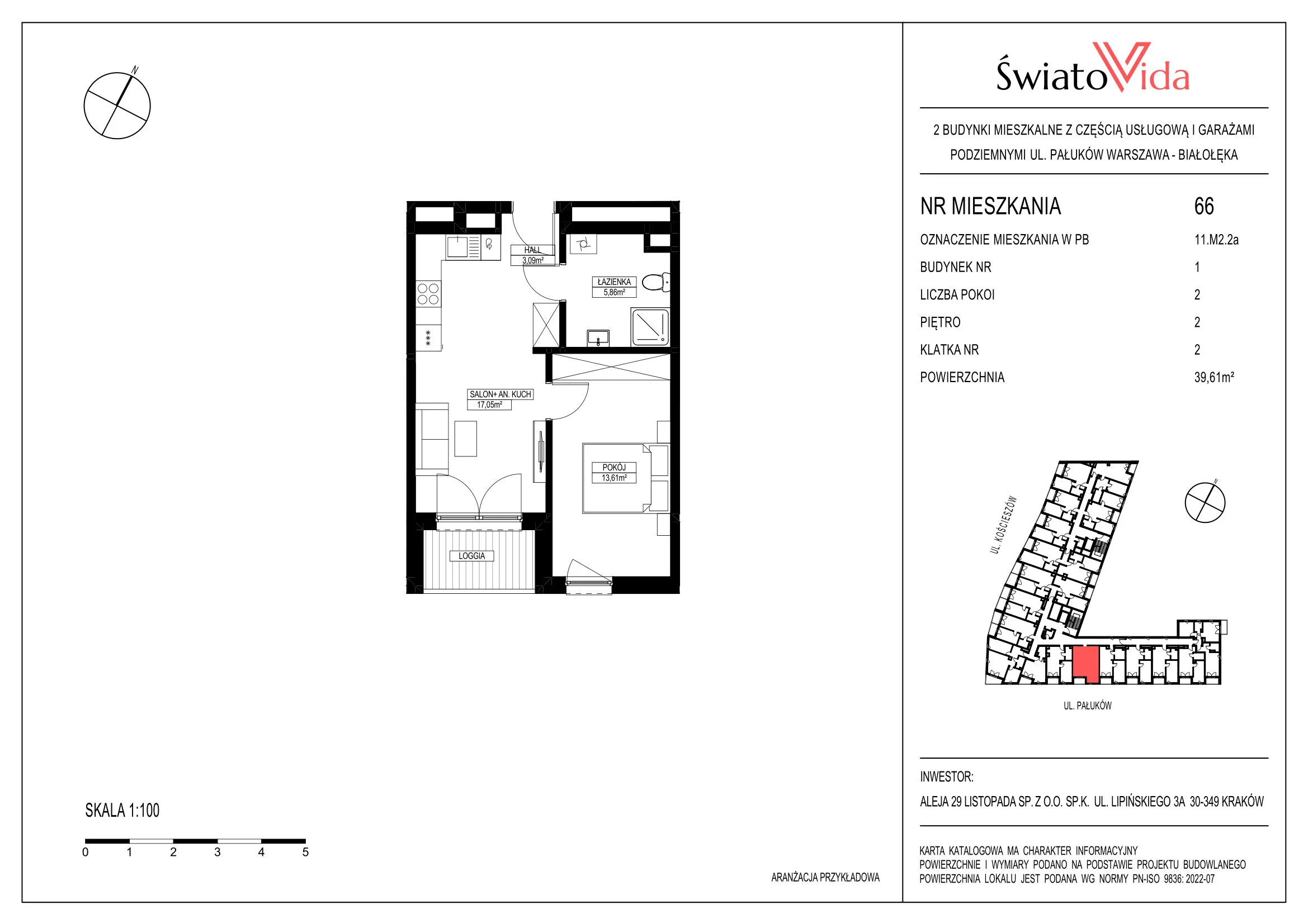 Mieszkanie 39,61 m², piętro 2, oferta nr 66, Osiedle ŚwiatoVida, Warszawa, Białołęka, Tarchomin, ul. Pałuków