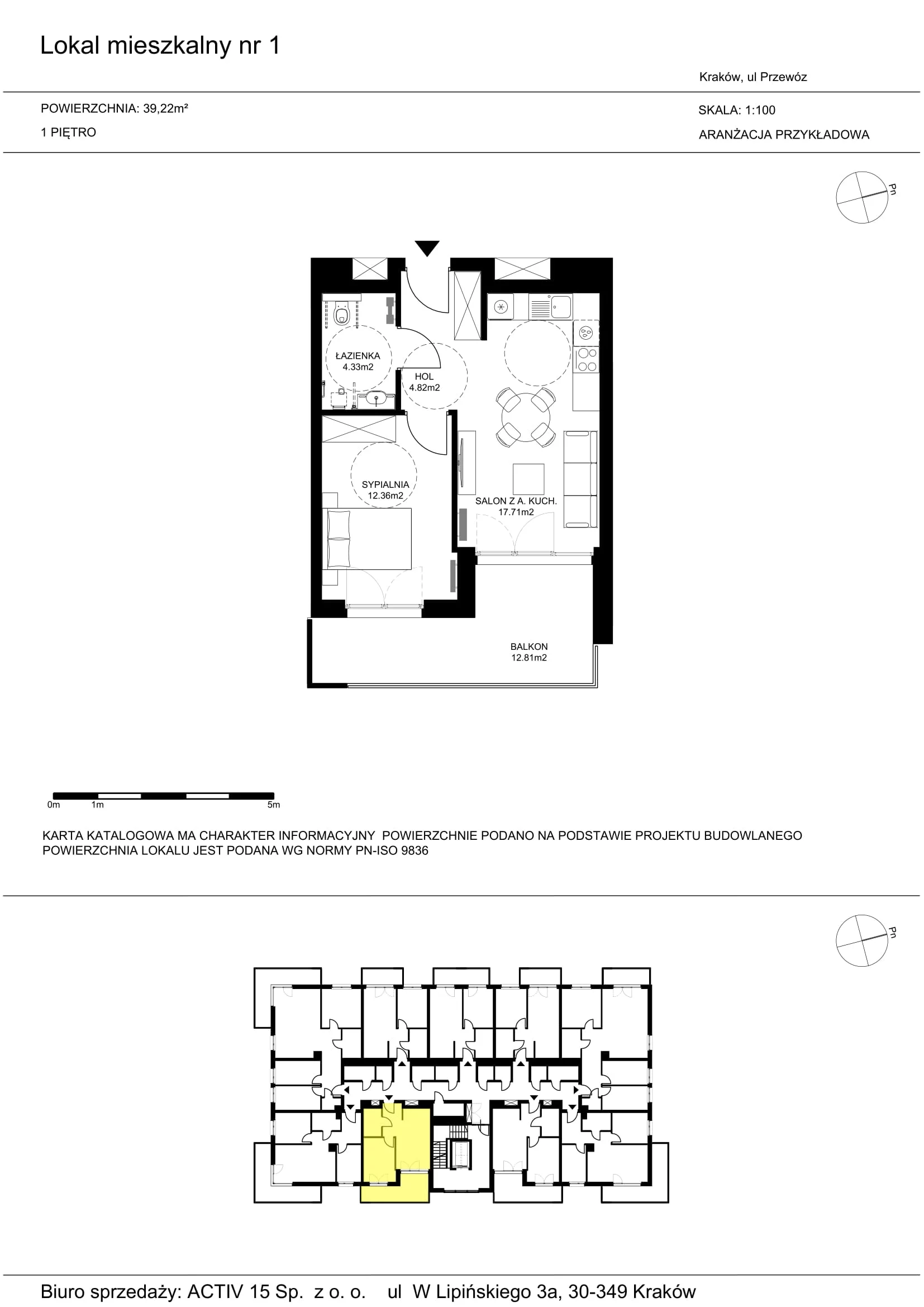 2 pokoje, mieszkanie 39,22 m², piętro 1, oferta nr 1, Mój Przewóz, Kraków, Podgórze, Płaszów, ul. Przewóz