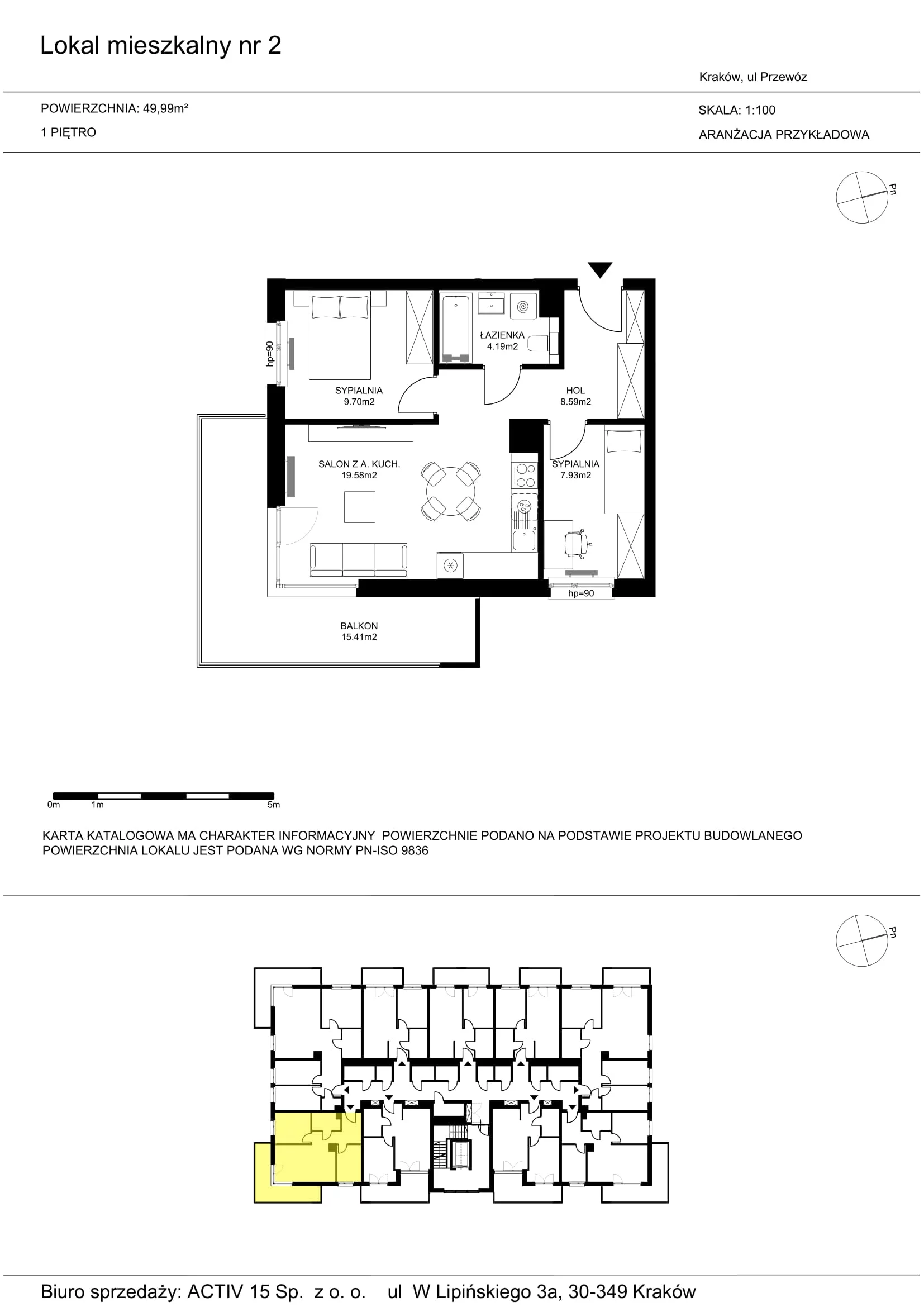 3 pokoje, mieszkanie 49,99 m², piętro 1, oferta nr 2, Mój Przewóz, Kraków, Podgórze, Płaszów, ul. Przewóz