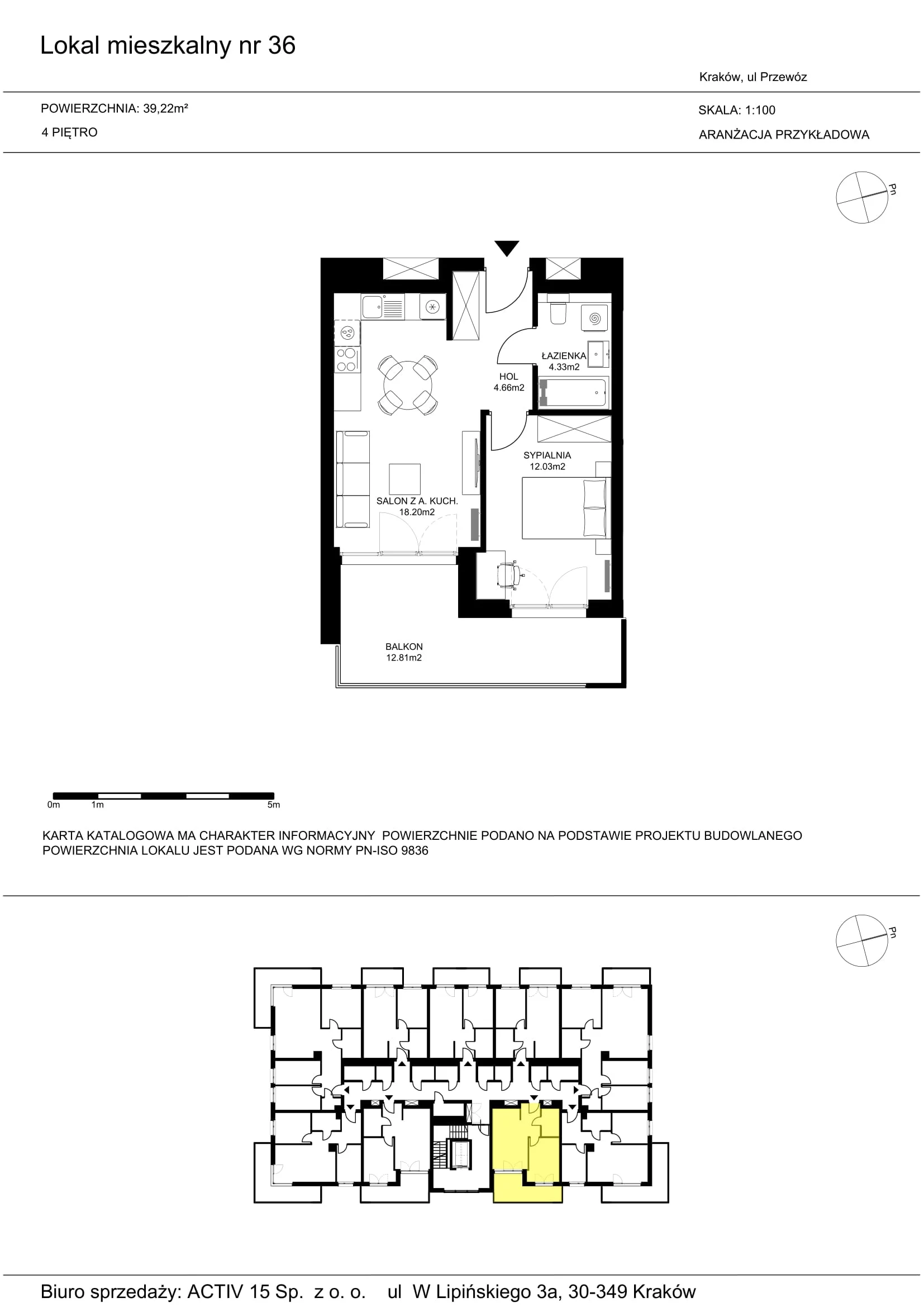 2 pokoje, mieszkanie 39,22 m², piętro 4, oferta nr 36, Mój Przewóz, Kraków, Podgórze, Płaszów, ul. Przewóz