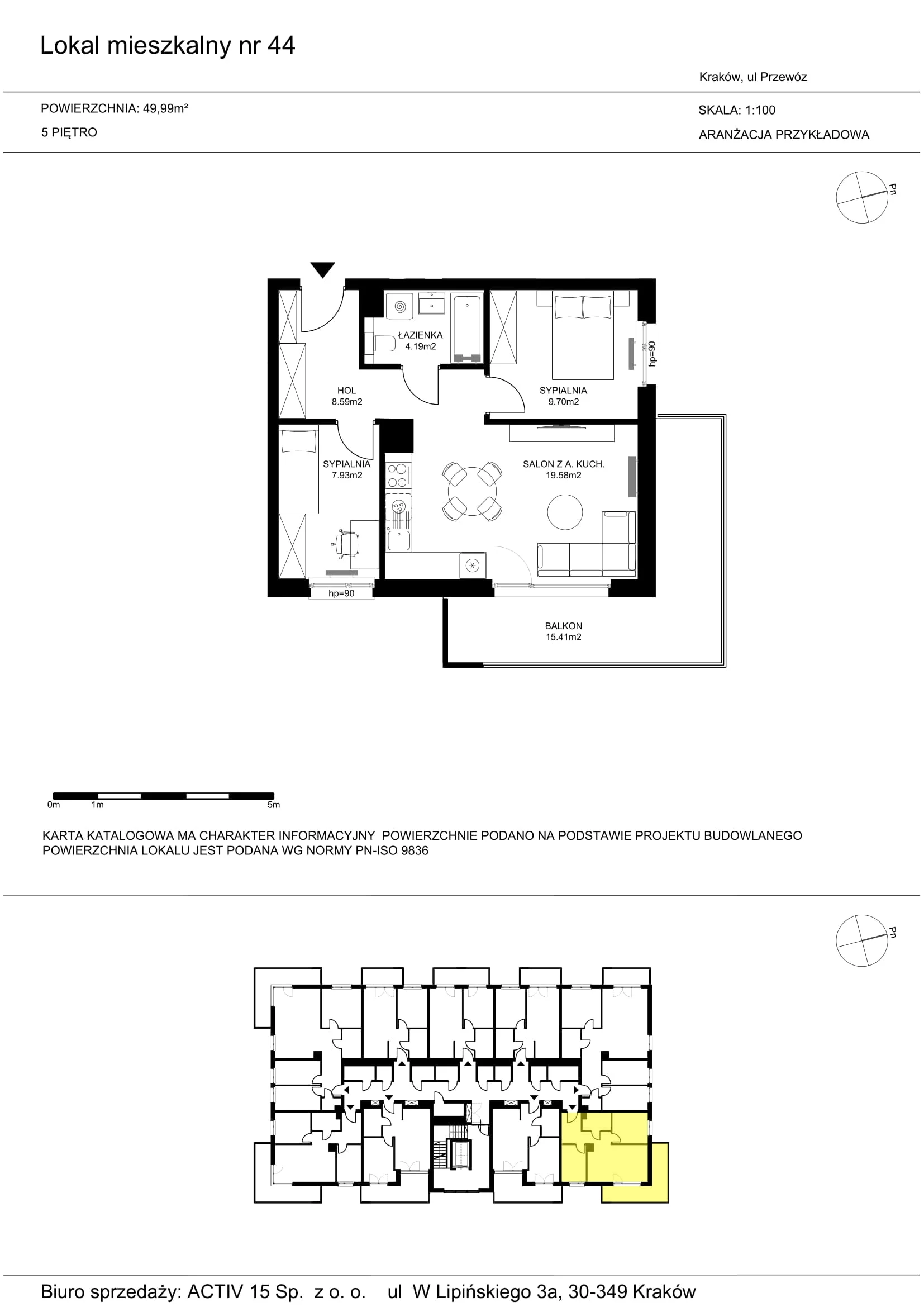 3 pokoje, mieszkanie 49,99 m², piętro 5, oferta nr 44, Mój Przewóz, Kraków, Podgórze, Płaszów, ul. Przewóz