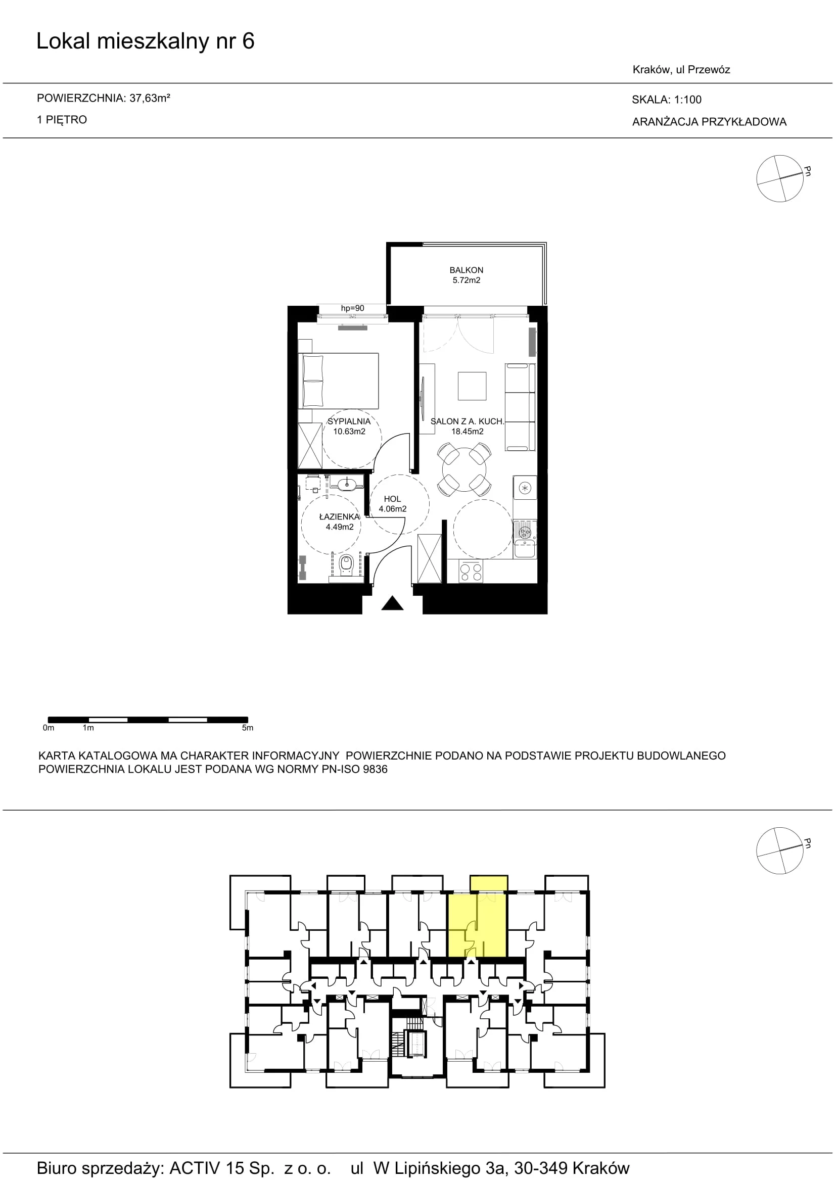 2 pokoje, mieszkanie 37,63 m², piętro 1, oferta nr 6, Mój Przewóz, Kraków, Podgórze, Płaszów, ul. Przewóz