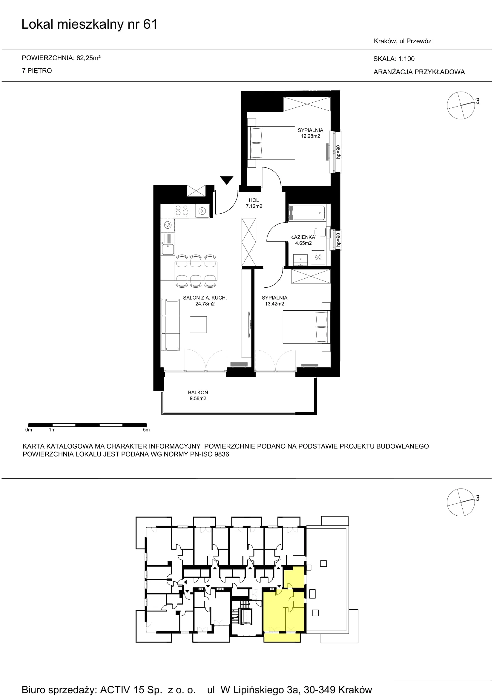 3 pokoje, mieszkanie 62,25 m², piętro 7, oferta nr 61, Mój Przewóz, Kraków, Podgórze, Płaszów, ul. Przewóz