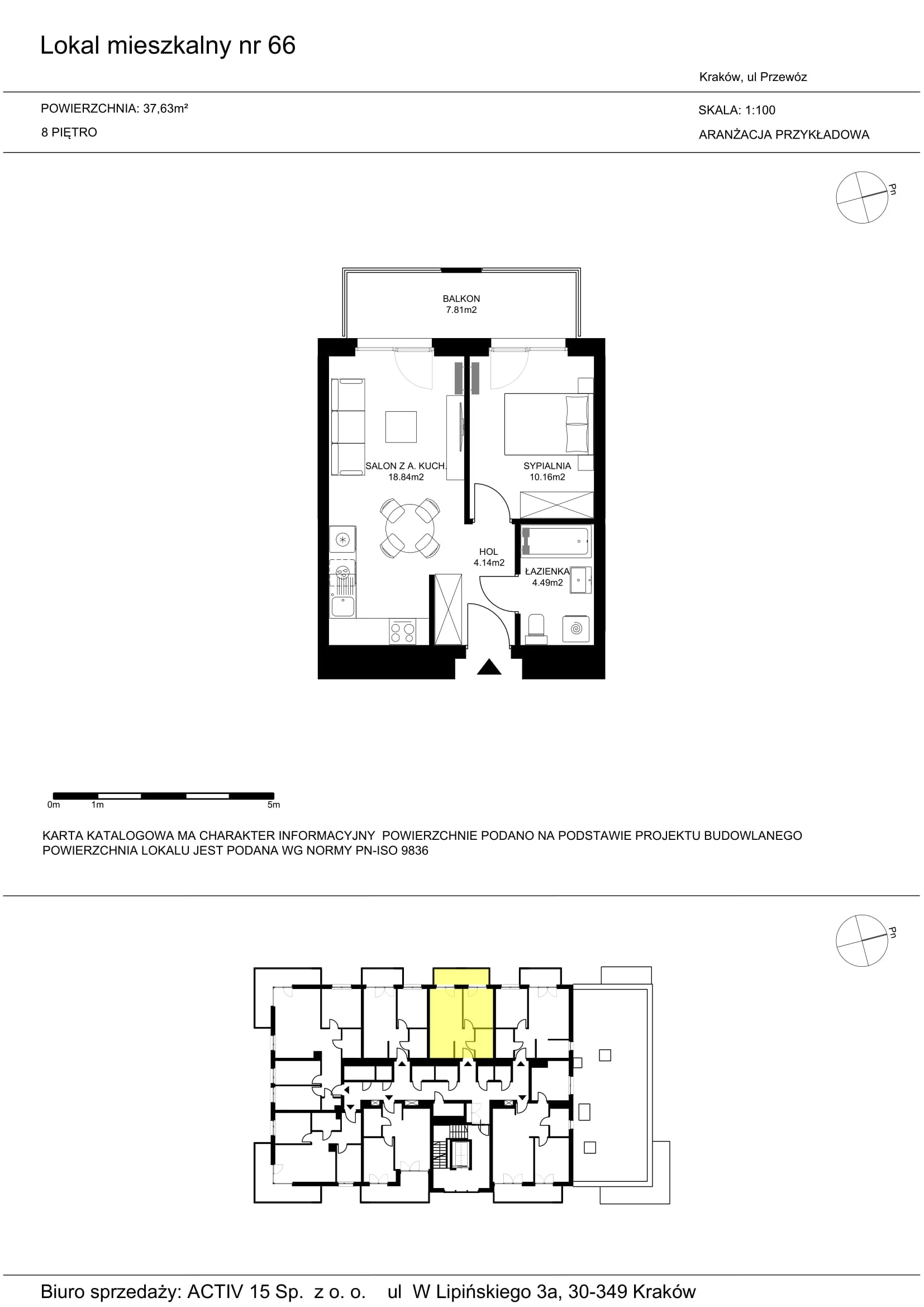 2 pokoje, mieszkanie 37,63 m², piętro 8, oferta nr 66, Mój Przewóz, Kraków, Podgórze, Płaszów, ul. Przewóz