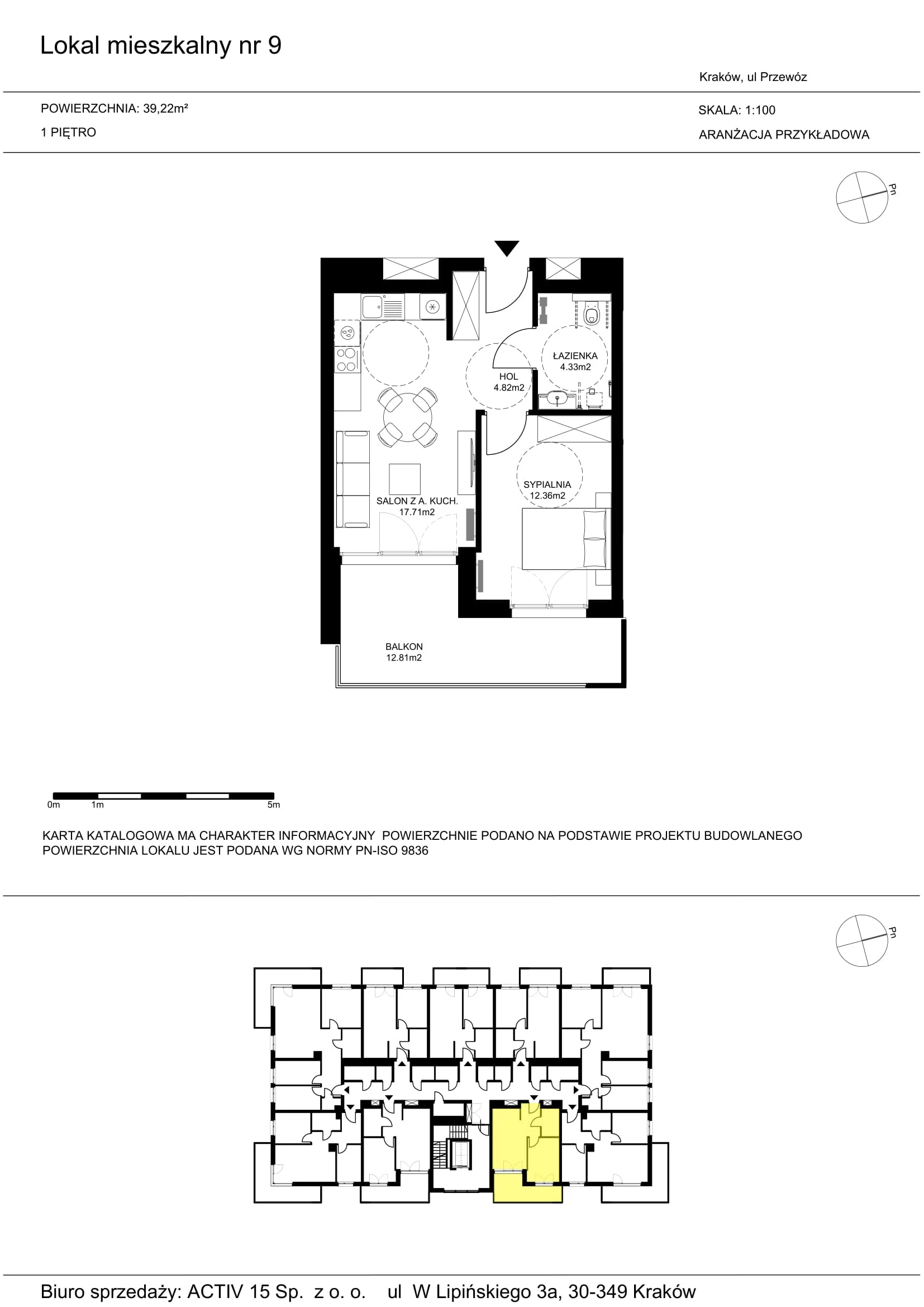 2 pokoje, mieszkanie 39,22 m², piętro 1, oferta nr 9, Mój Przewóz, Kraków, Podgórze, Płaszów, ul. Przewóz