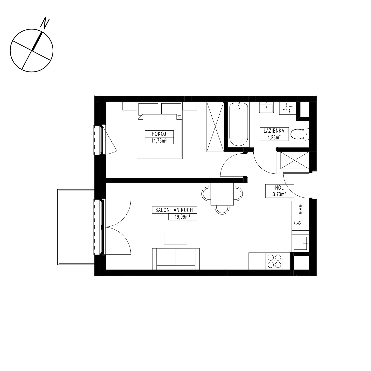 Mieszkanie 38,75 m², piętro 1, oferta nr B2/140, Osiedle ŚwiatoVida, Warszawa, Białołęka, Tarchomin, ul. Pałuków