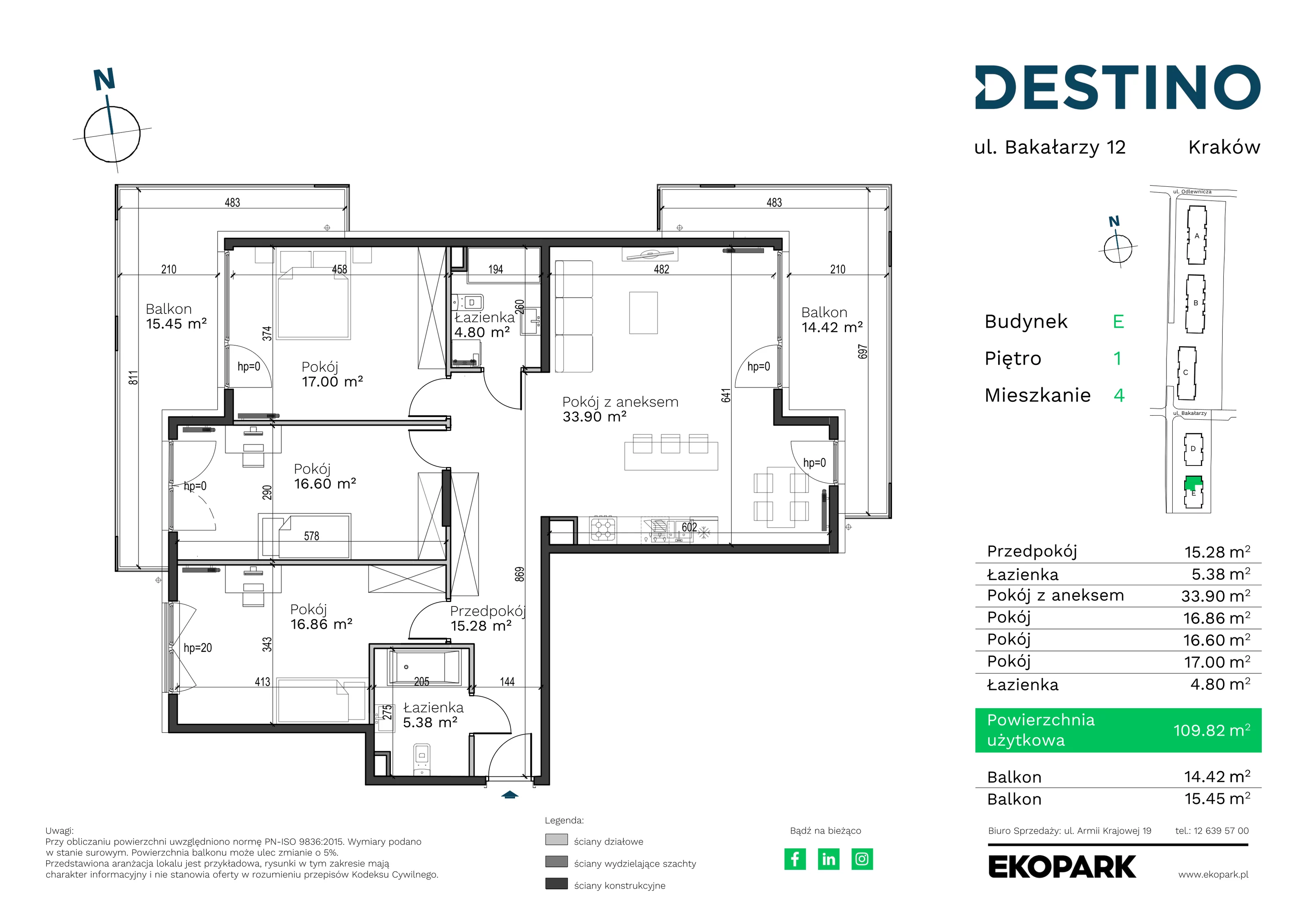 Mieszkanie 109,82 m², piętro 1, oferta nr E-4, Destino, Kraków, Bronowice, Bronowice Małe, ul. Odlewnicza-idx