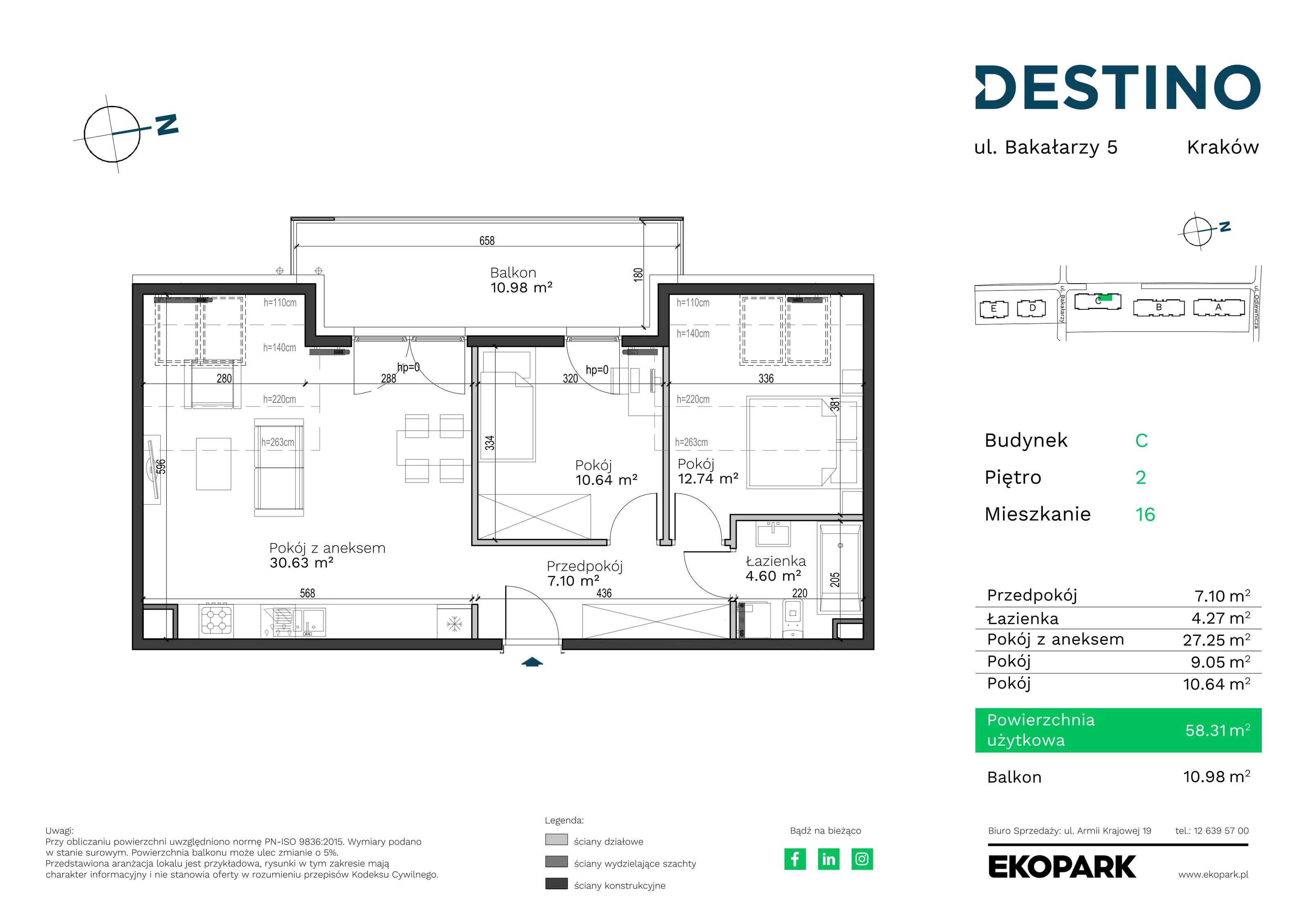 Mieszkanie 58,31 m², piętro 2, oferta nr C-16, Destino, Kraków, Bronowice, Bronowice Małe, ul. Odlewnicza-idx